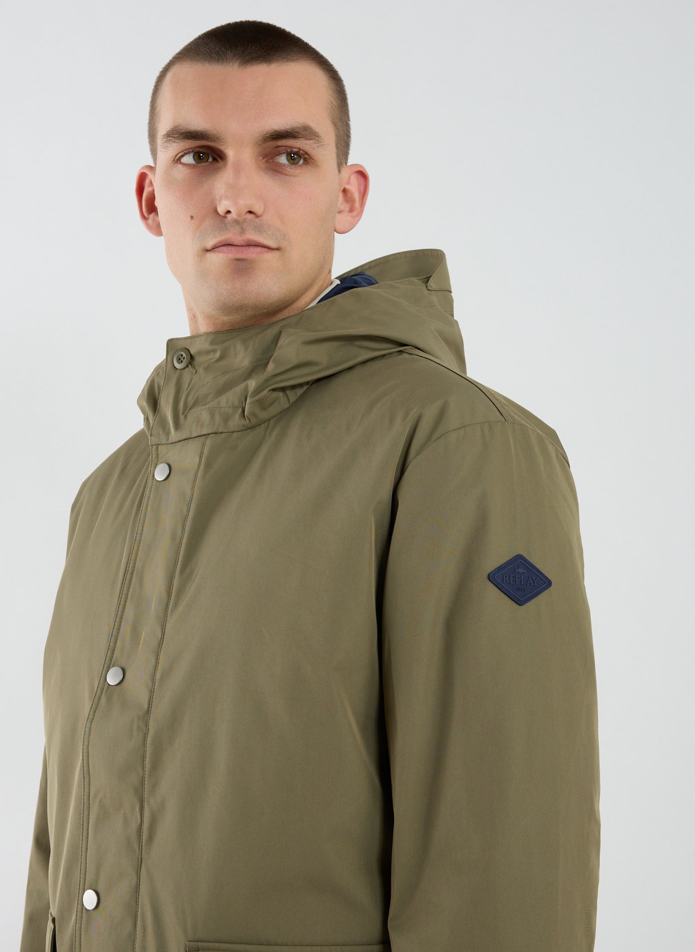 Manteau uni à capuche REPLAY Vert