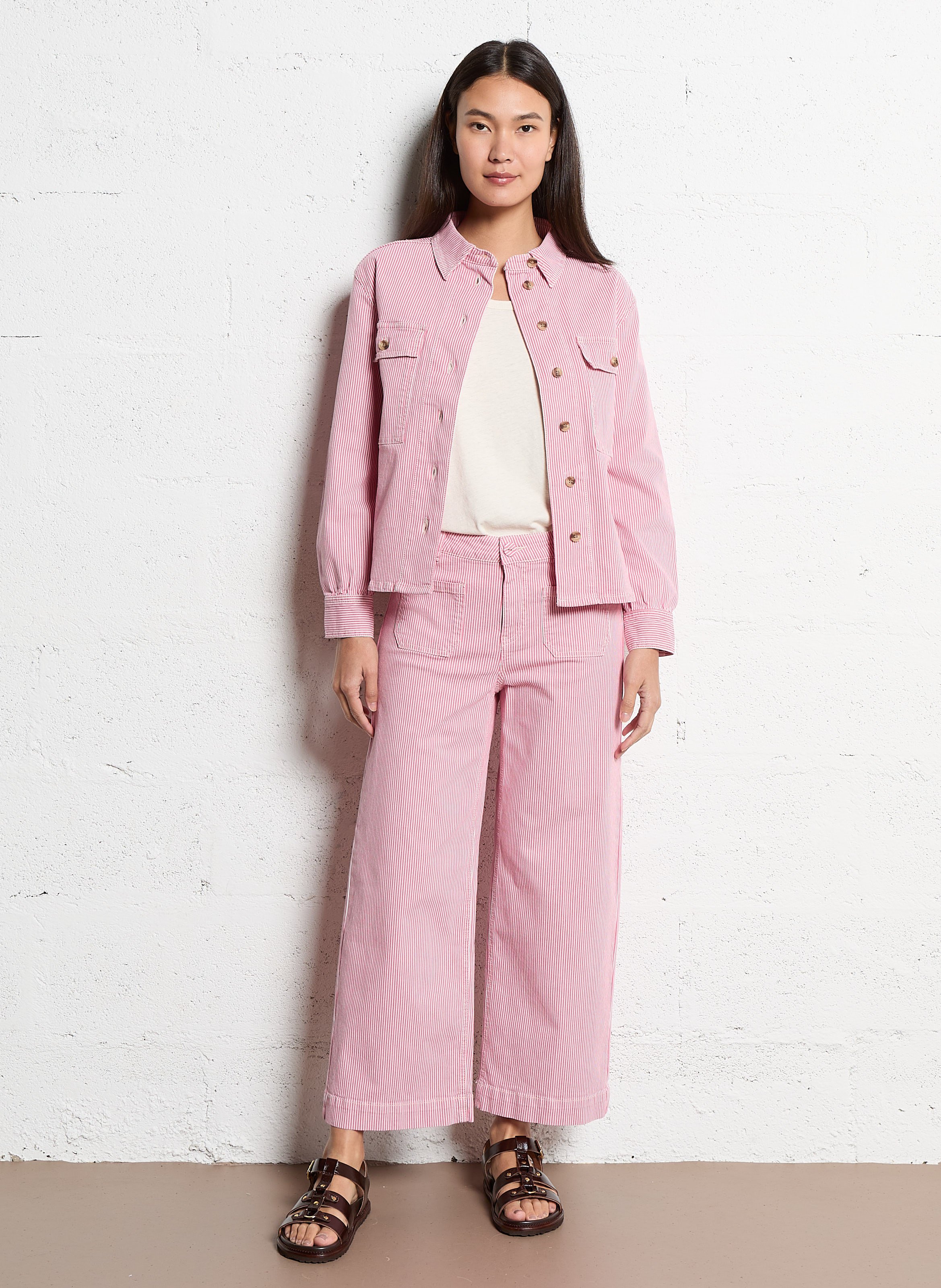 Surchemise droite en coton clara MAISON 123 Rose