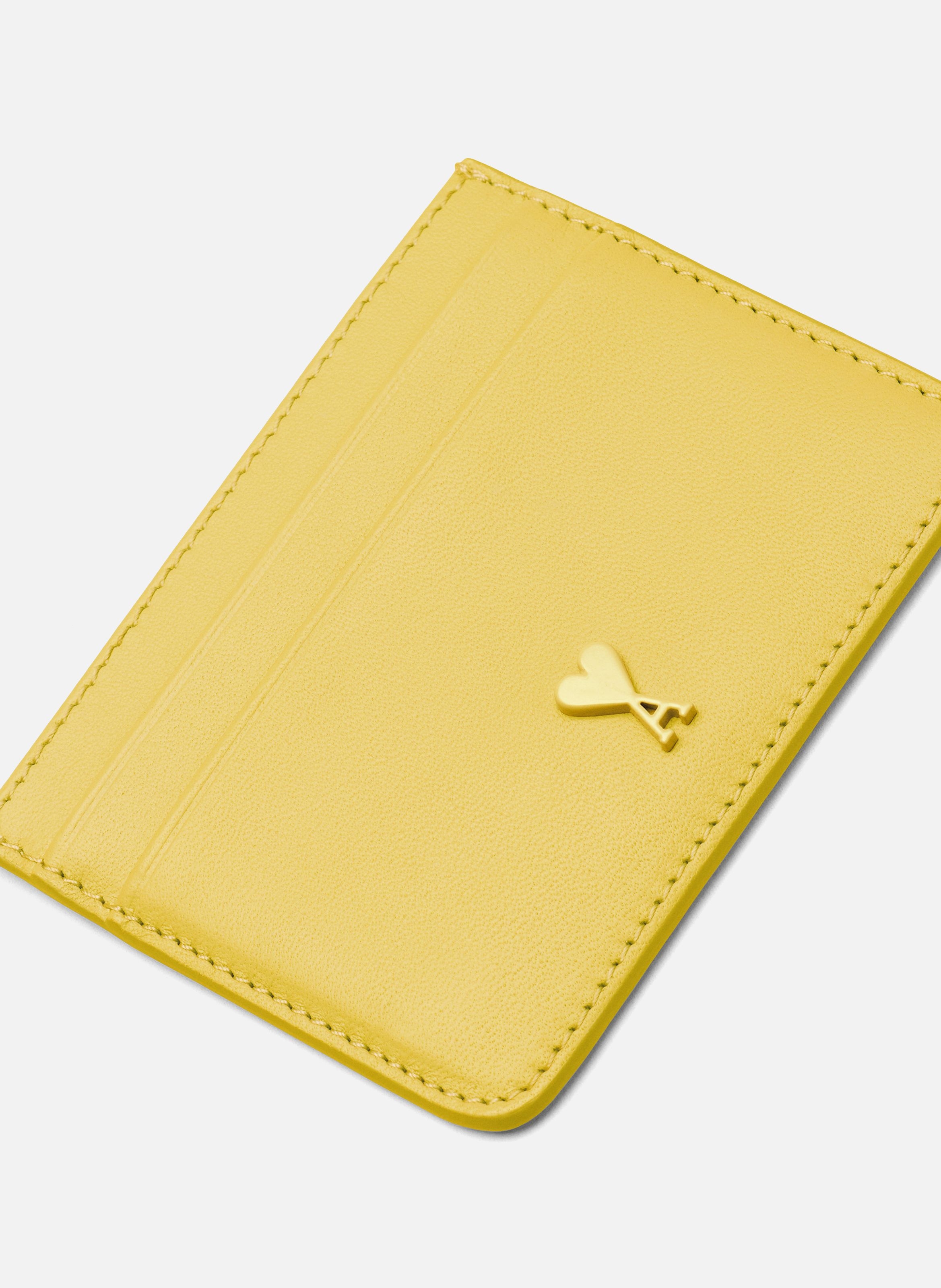 Porte Cartes Ami De Coeur En Cuir Lisse unisexe AMI PARIS Jaune