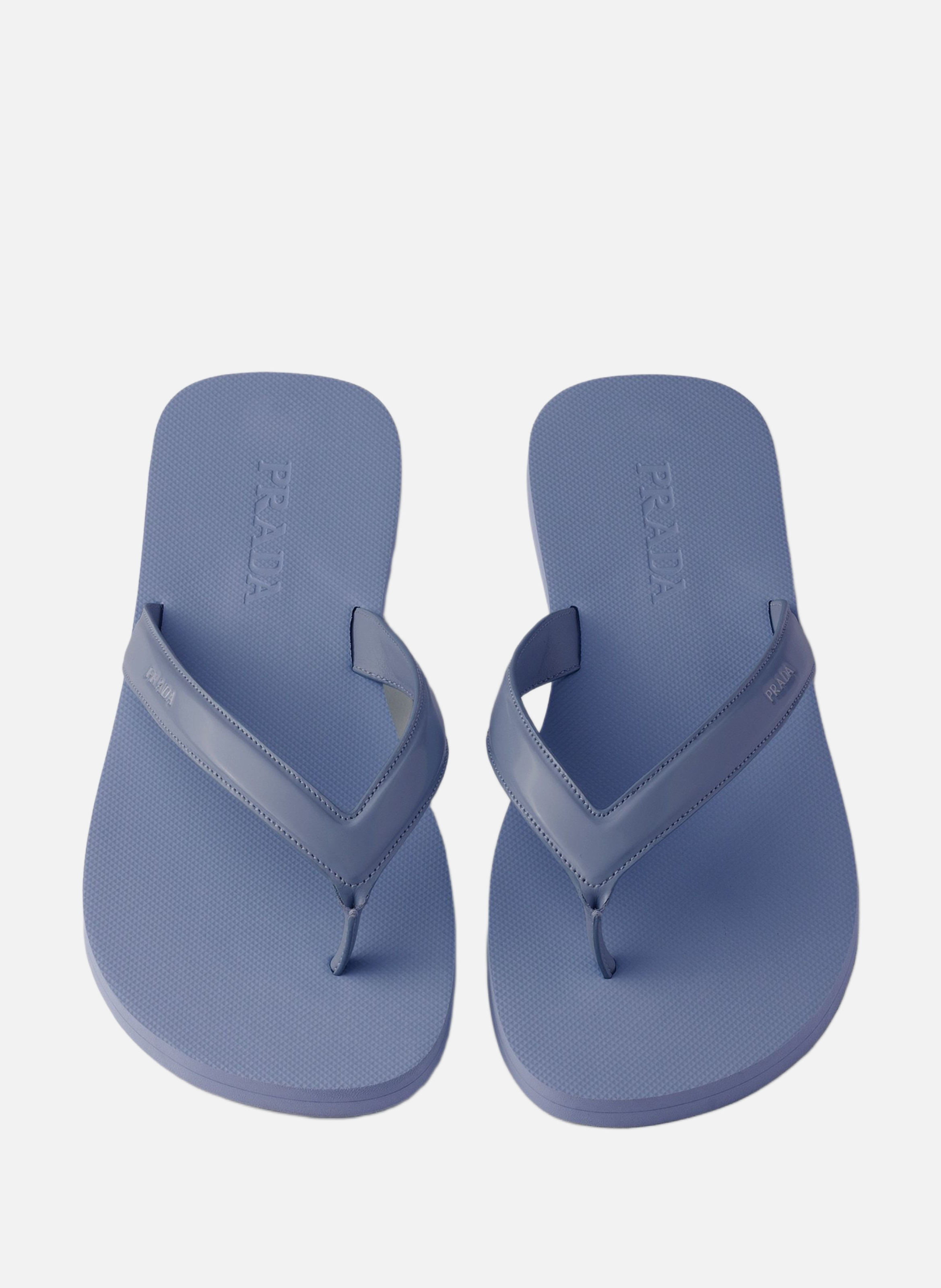 Tongs en cuir brossé PRADA Bleu