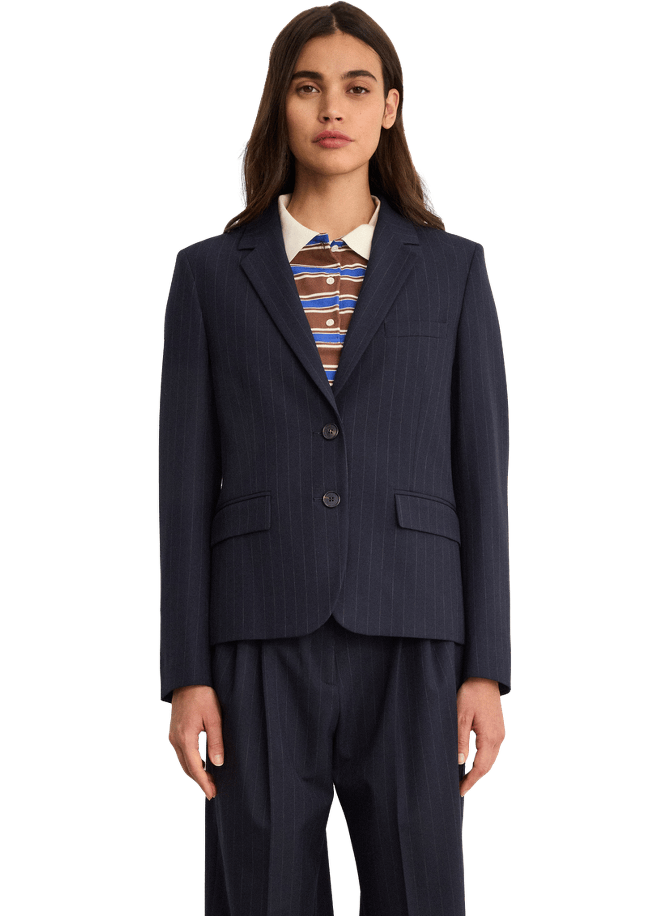 Veste de tailleur à fines rayures - maryline PABLO Bleu