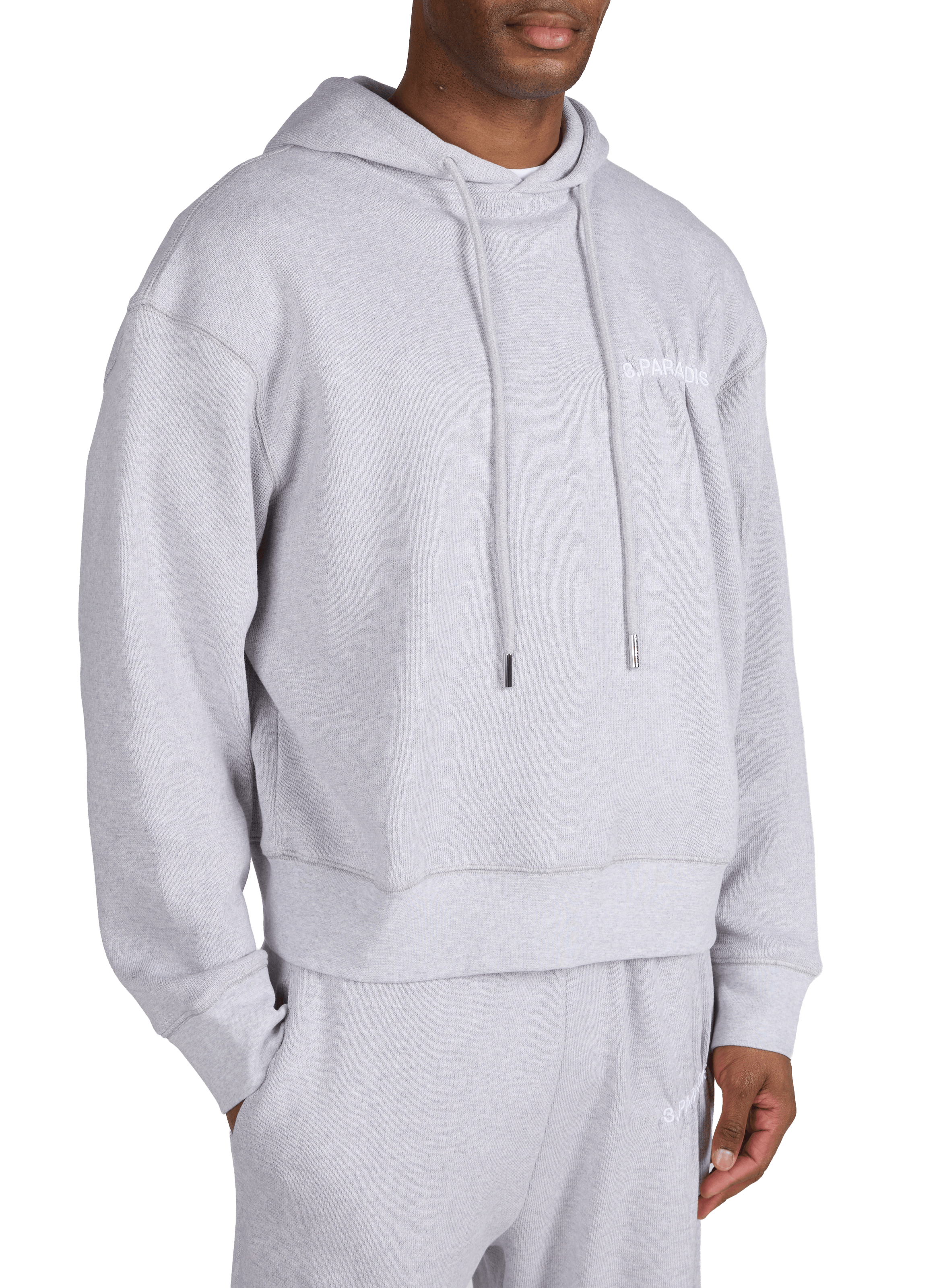 Oversized hooded sweatshirt in piqué cotton 3 PARADIS Grey