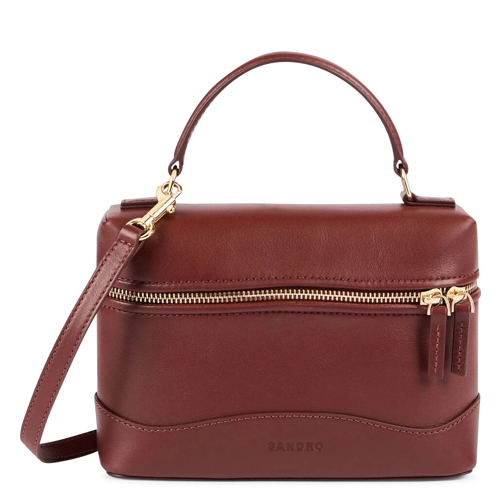 Sac bandoulière en cuir SANDRO Marron