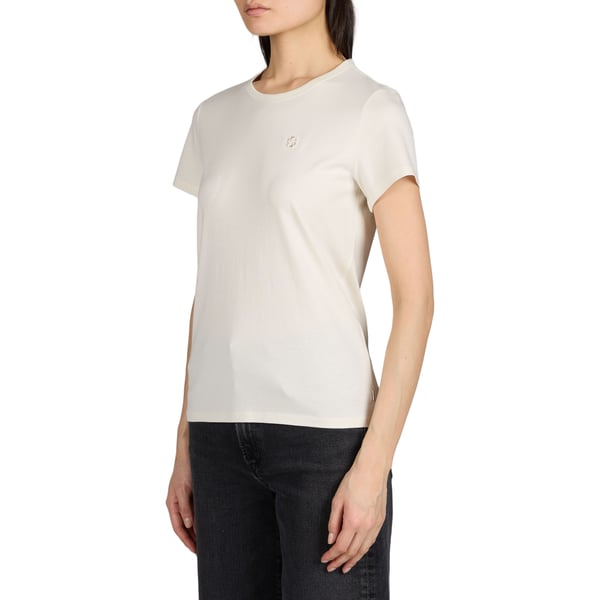 T-shirt à col rond en coton et soie mélangés Beige M Female