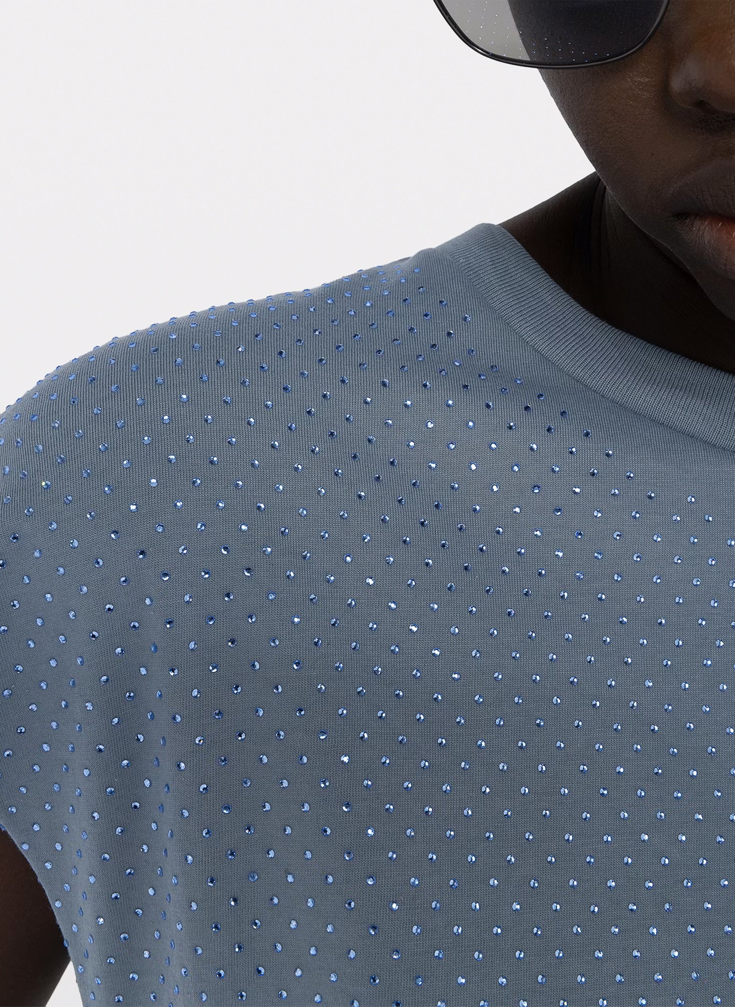 Tee-shirt droit col rond à strass cloe ZADIG&VOLTAIRE Bleu