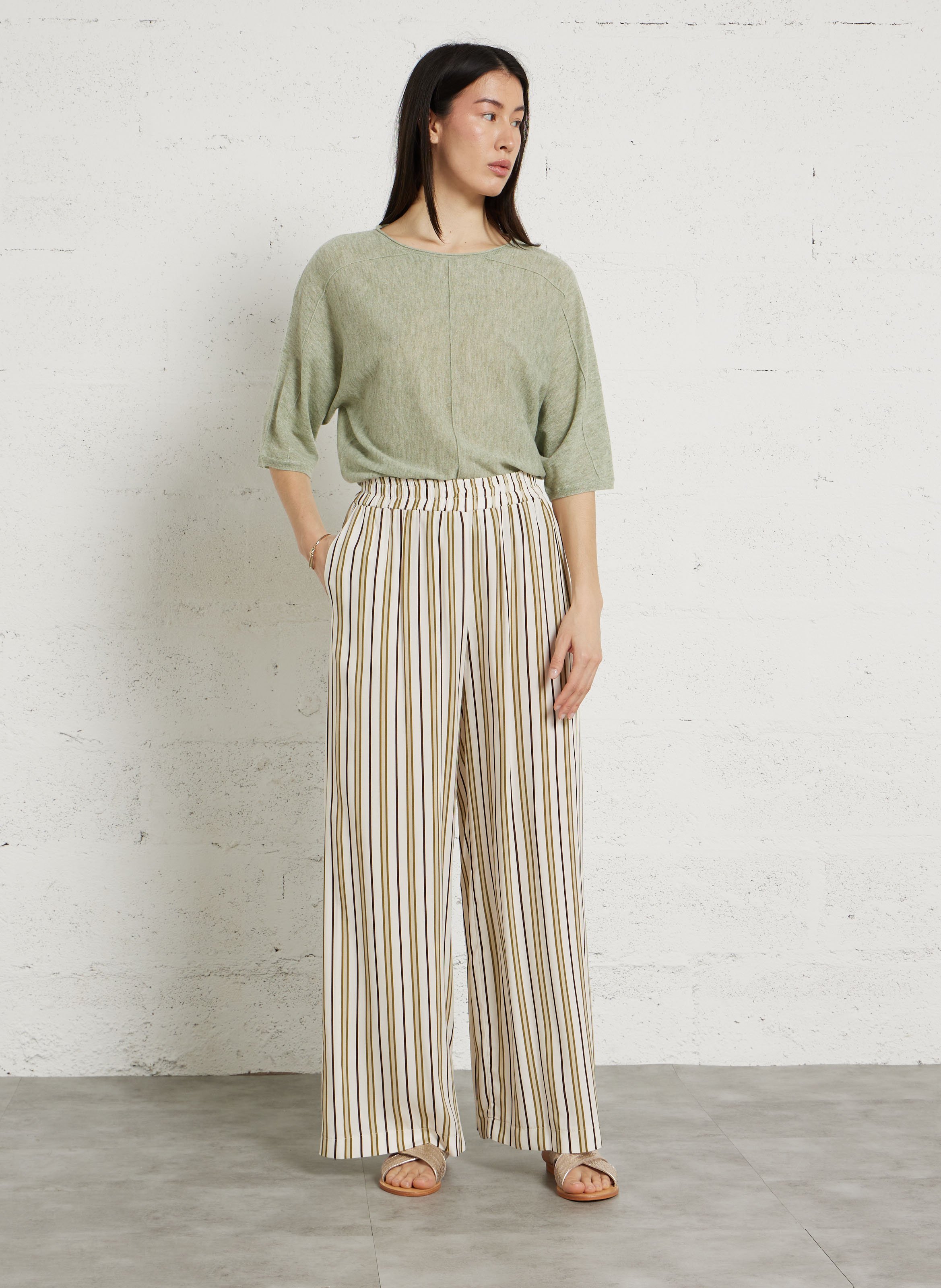 Pull ample col rond métallisé en laine mélangée preston MAISON 123 Vert