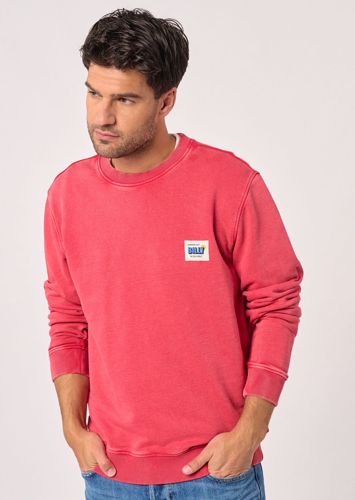 Sweatshirt vintage en coton biologique BILLYBELT Rouge