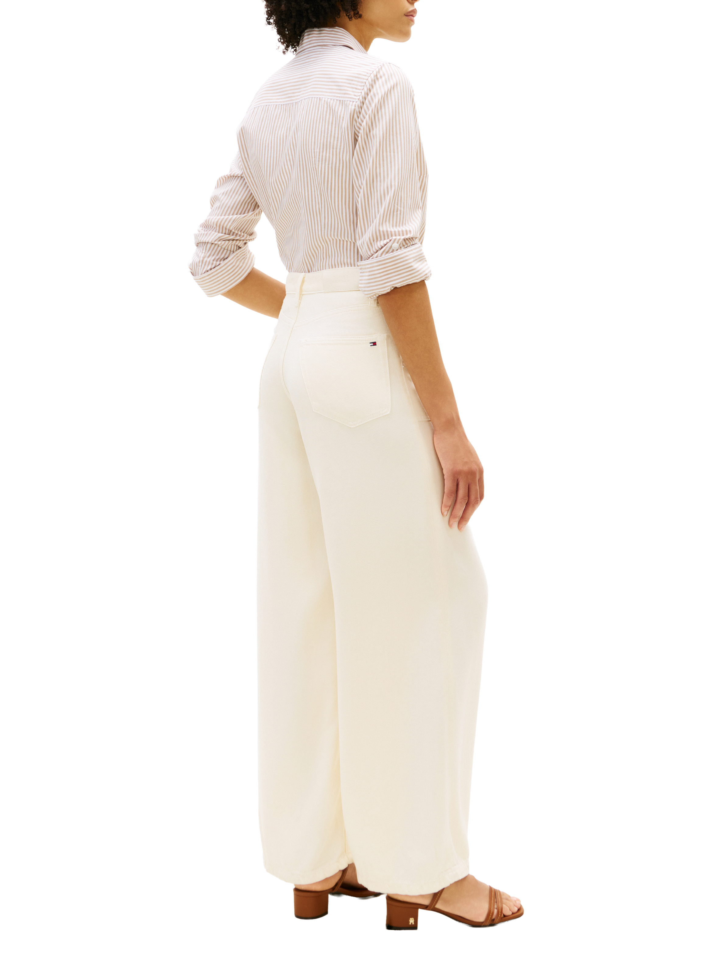 Pantalon large taille haute TOMMY HILFIGER Beige