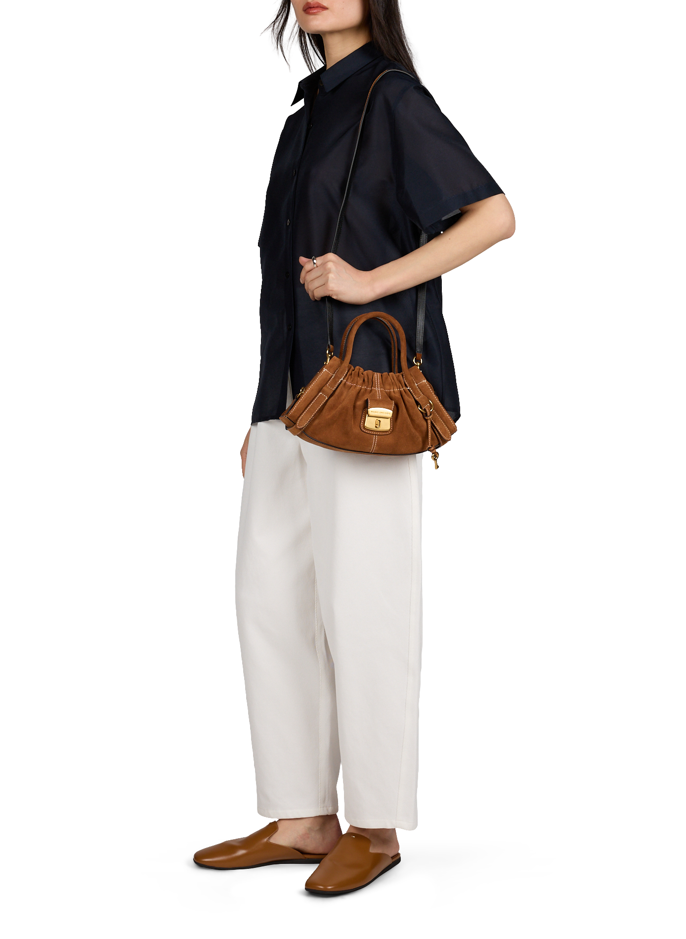 Suede Cristina Small Satchel Handbag MARC JACOBS Brown