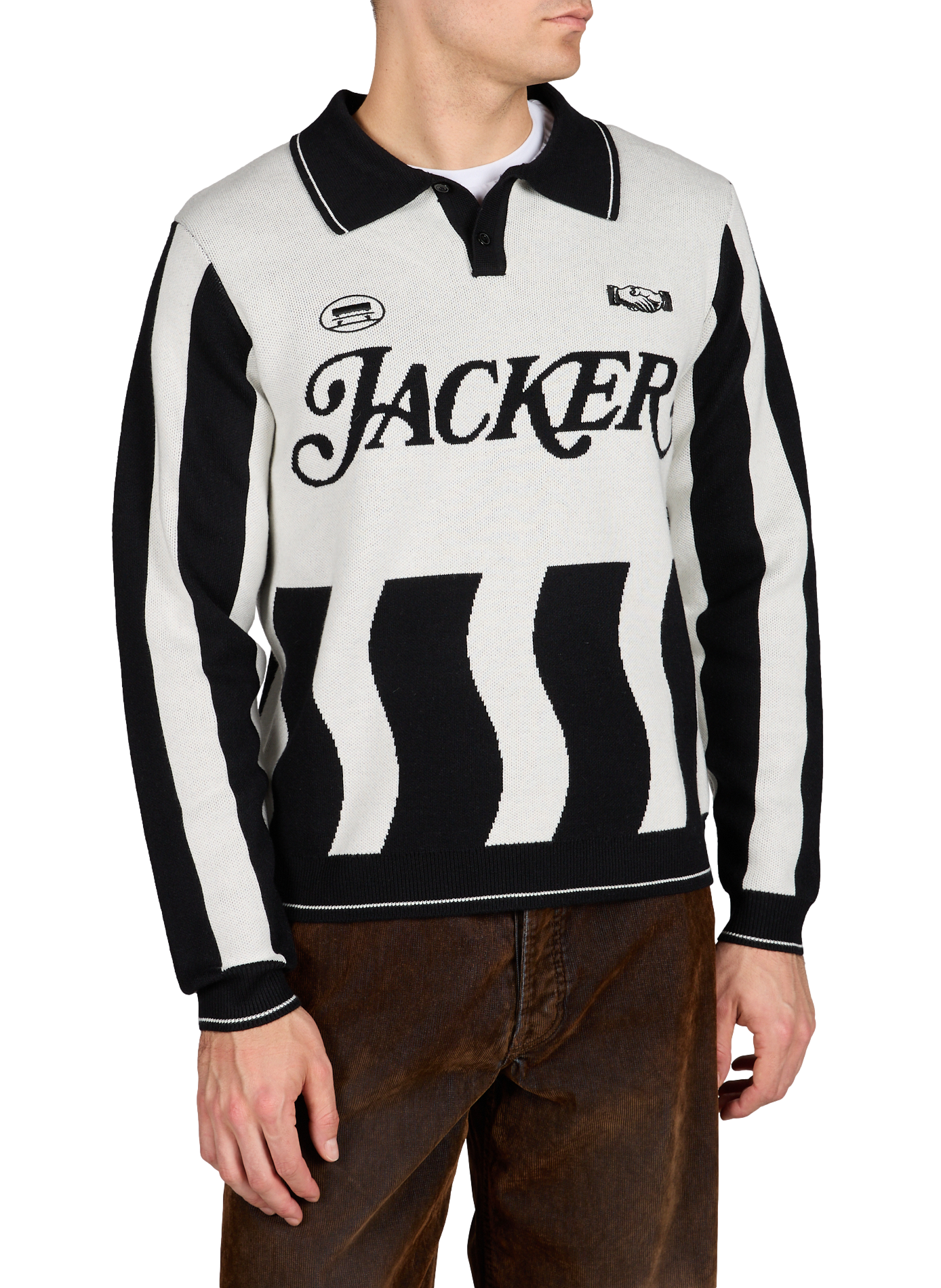 Long-sleeve polo logo JACKER. White