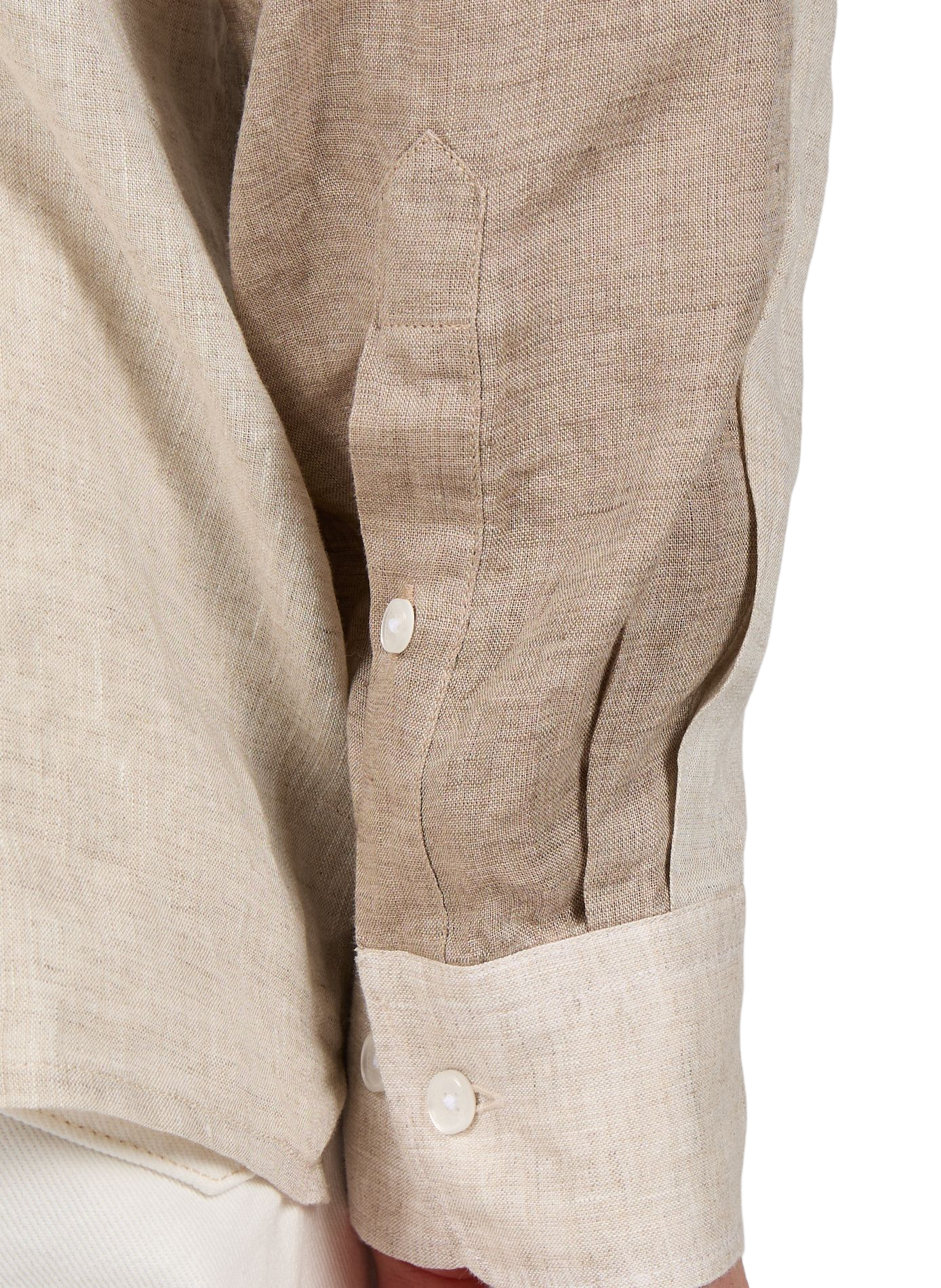 Chemise patchwork col américainen lin EDEN PARK Beige