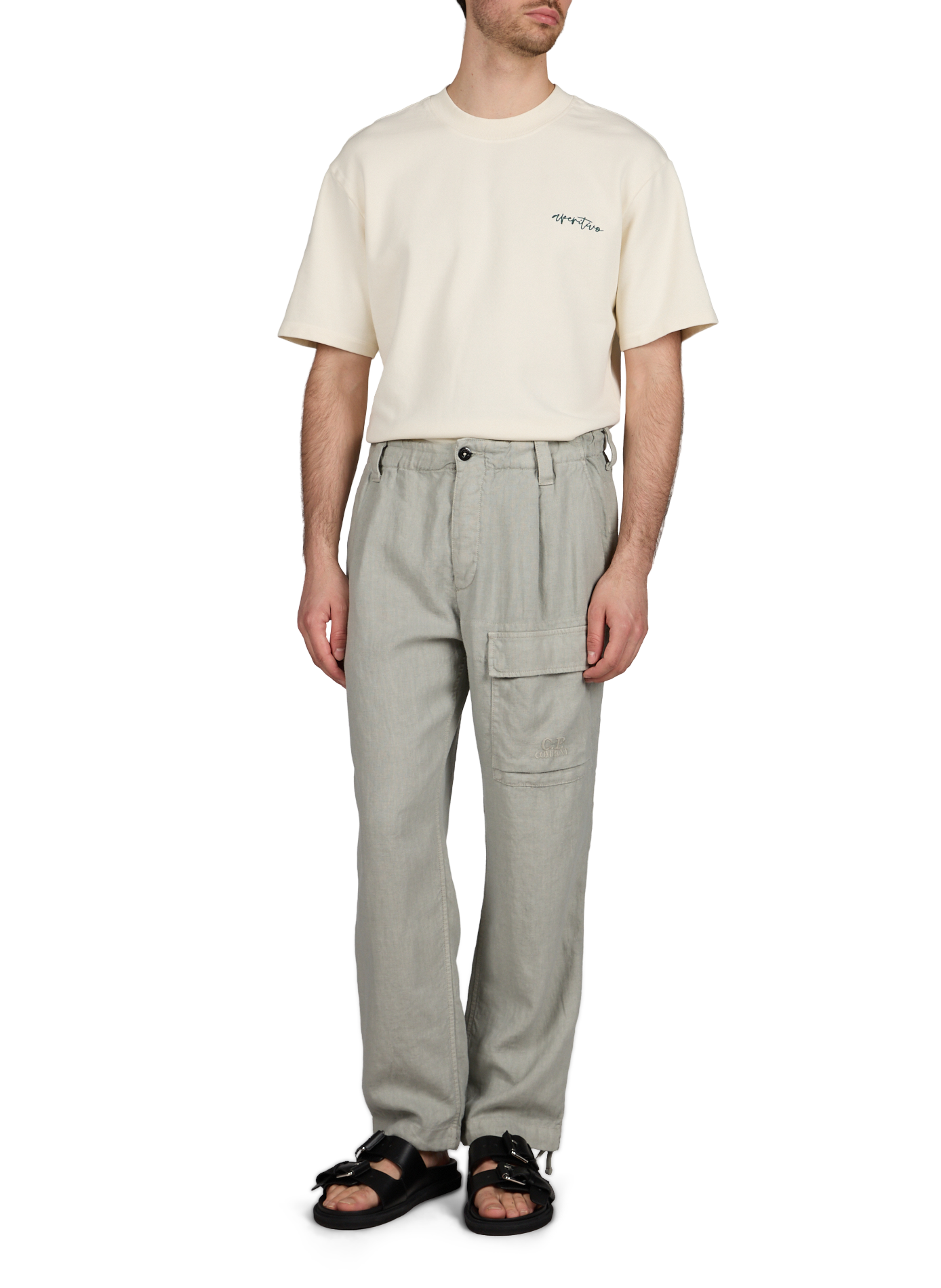 Pantalon cargo en lin CP COMPANY Gris
