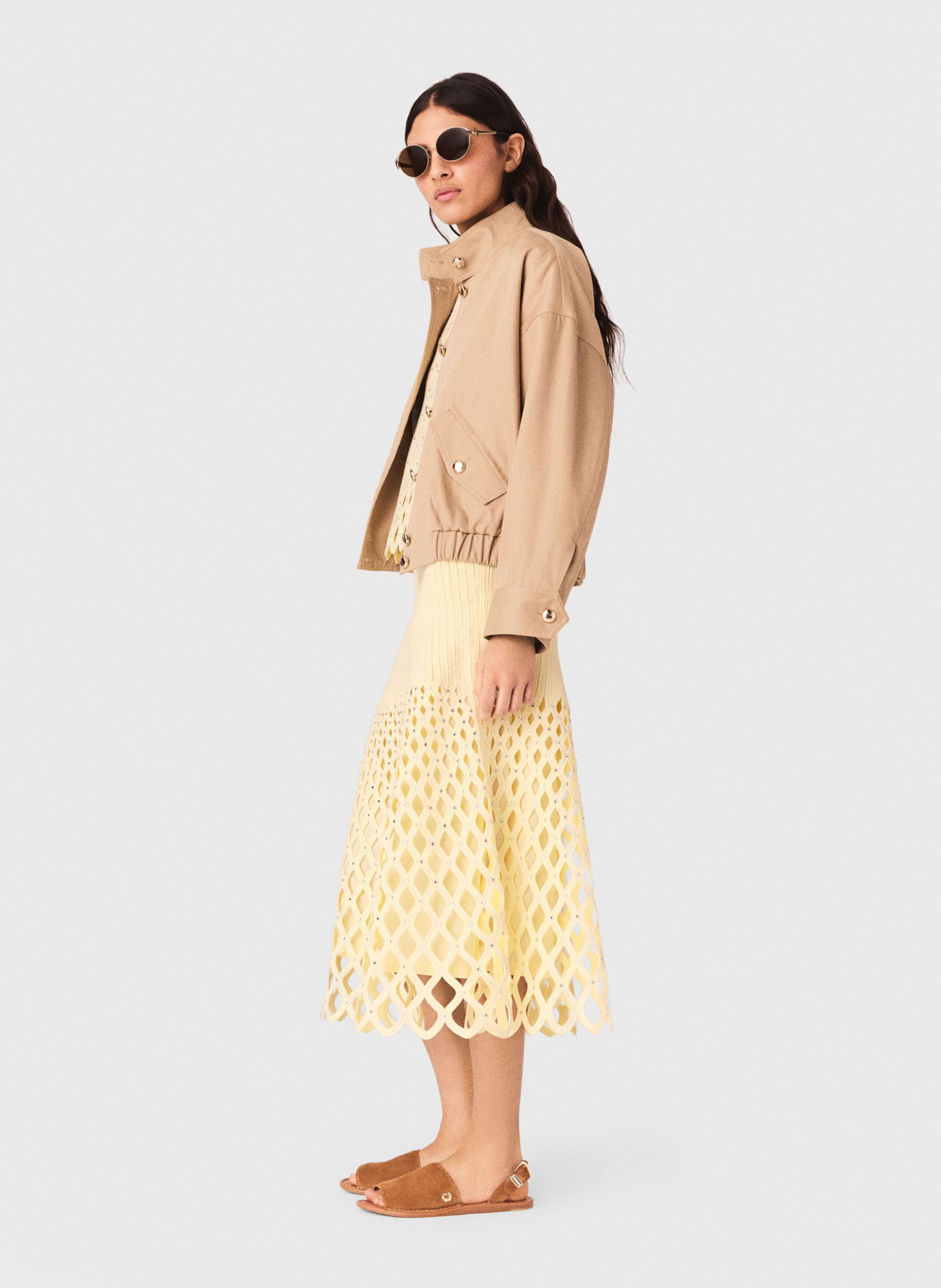 Jupe midi ajourée MAJE Jaune