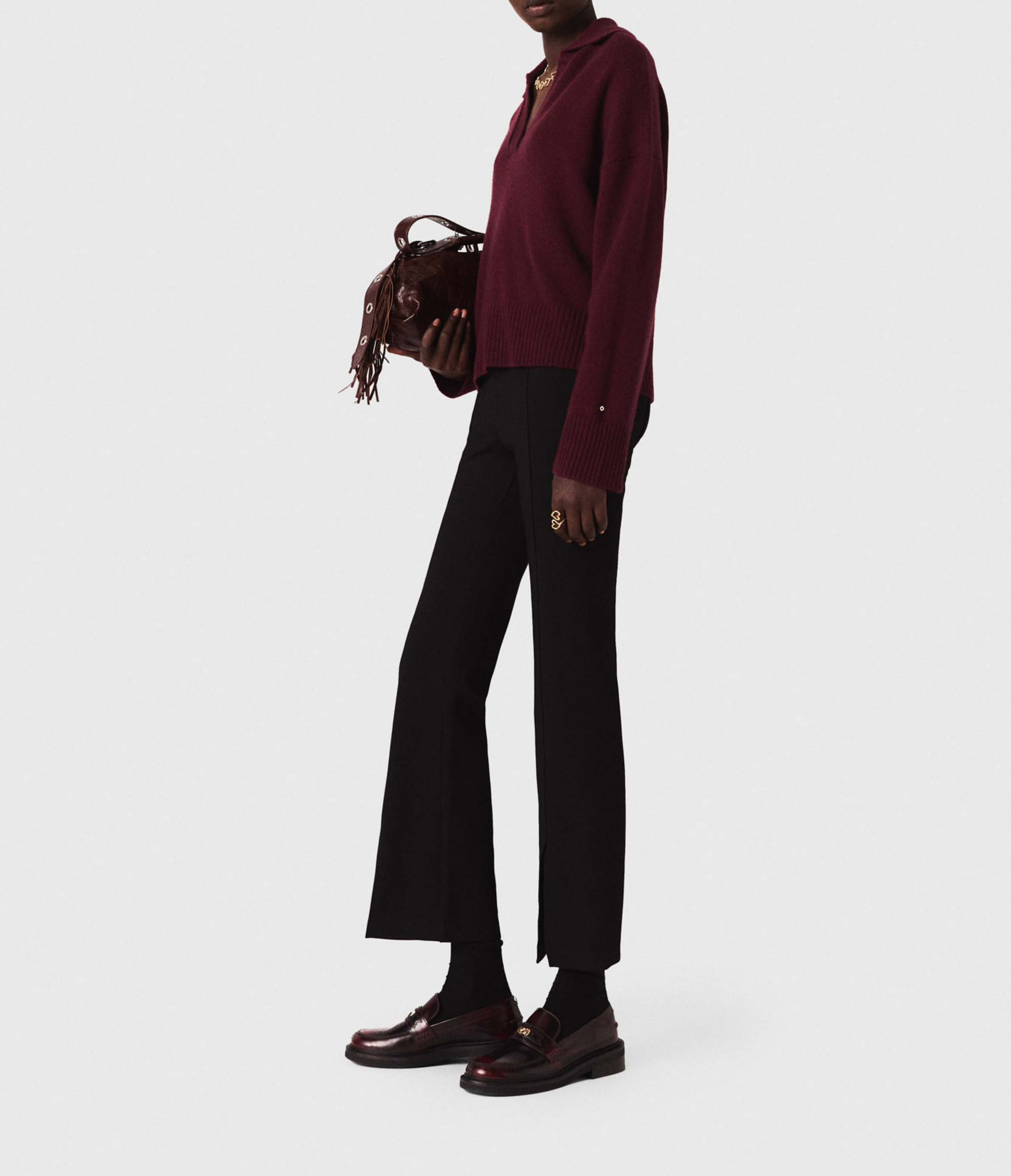 Pantalon fllare fendu MAJE Noir