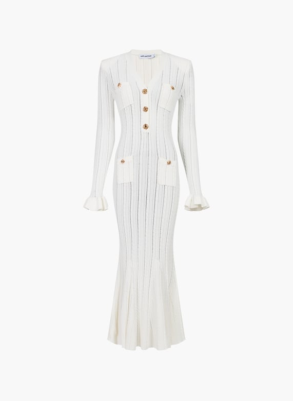 Long-Sleeve knit dress White Self portrait - Women | Printemps.com Long-Sleeve knit dress White Self portrait - Women | Printemps.com