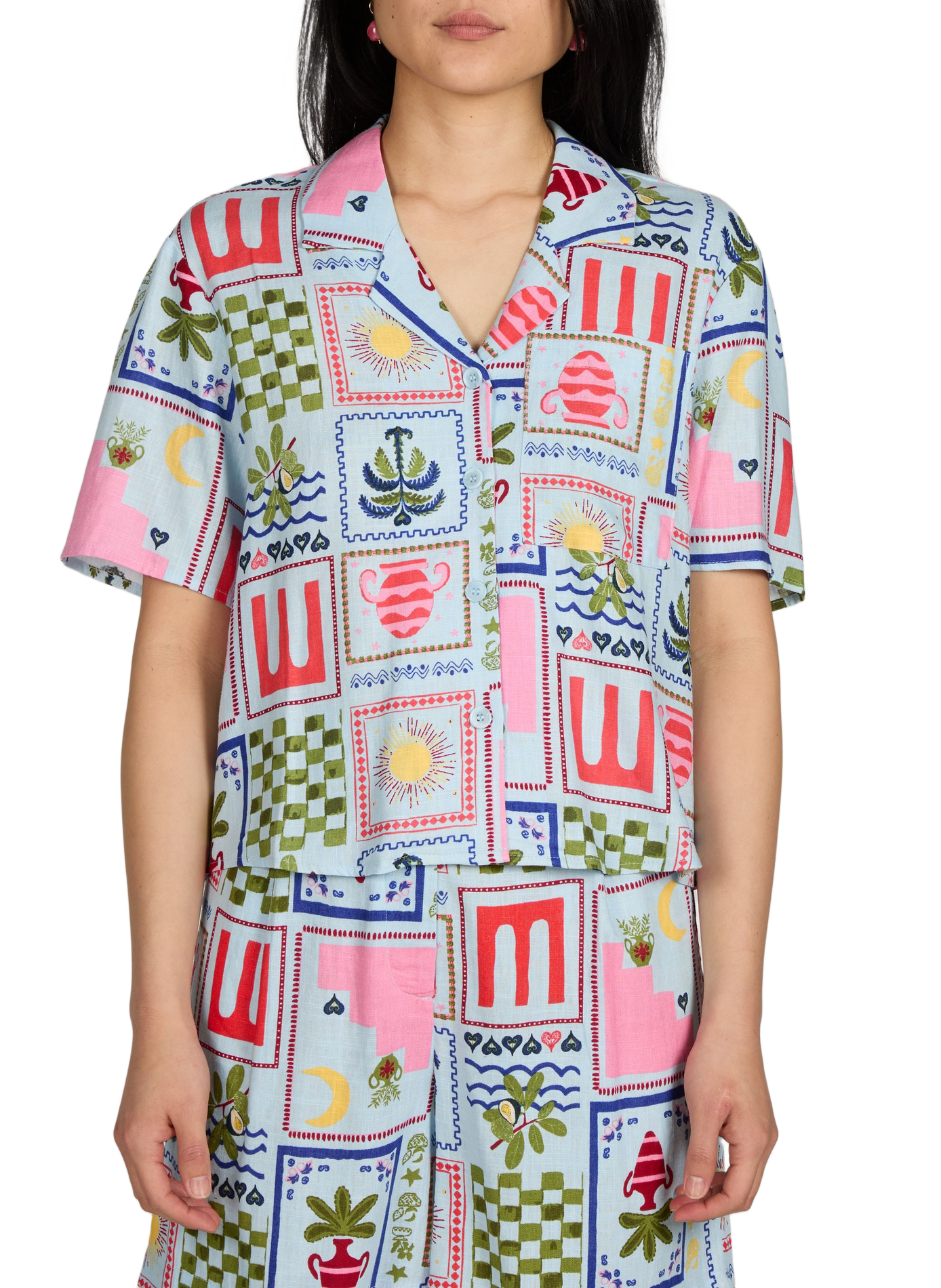 Printed short-sleeved shirt OBJECT Blue