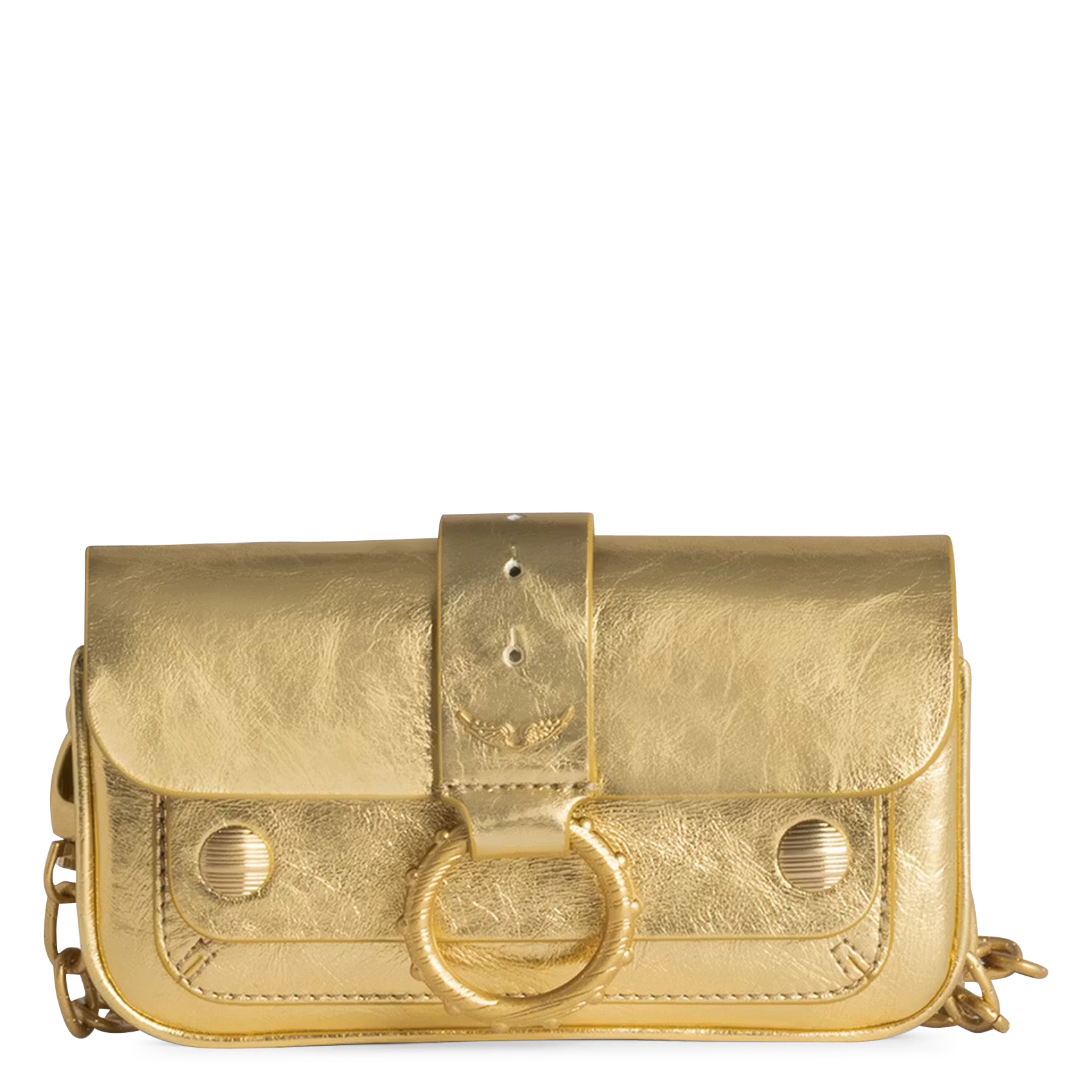 Sac porté épaule en cuir kate wallet ZADIG&VOLTAIRE Doré