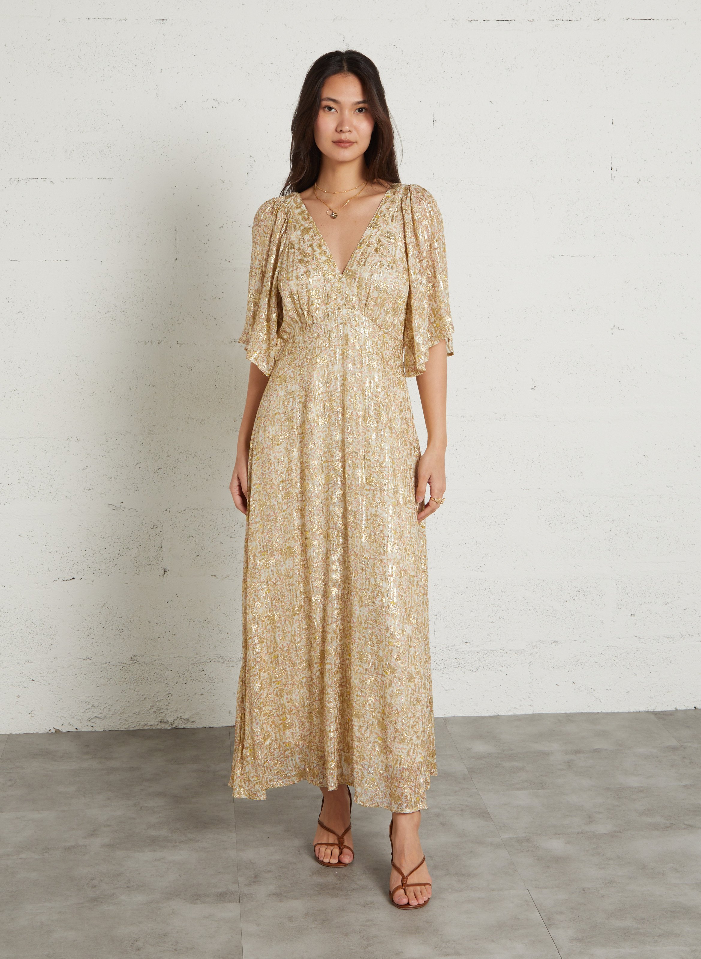 Robe longue imprimée col v bridget MAISON 123 Doré