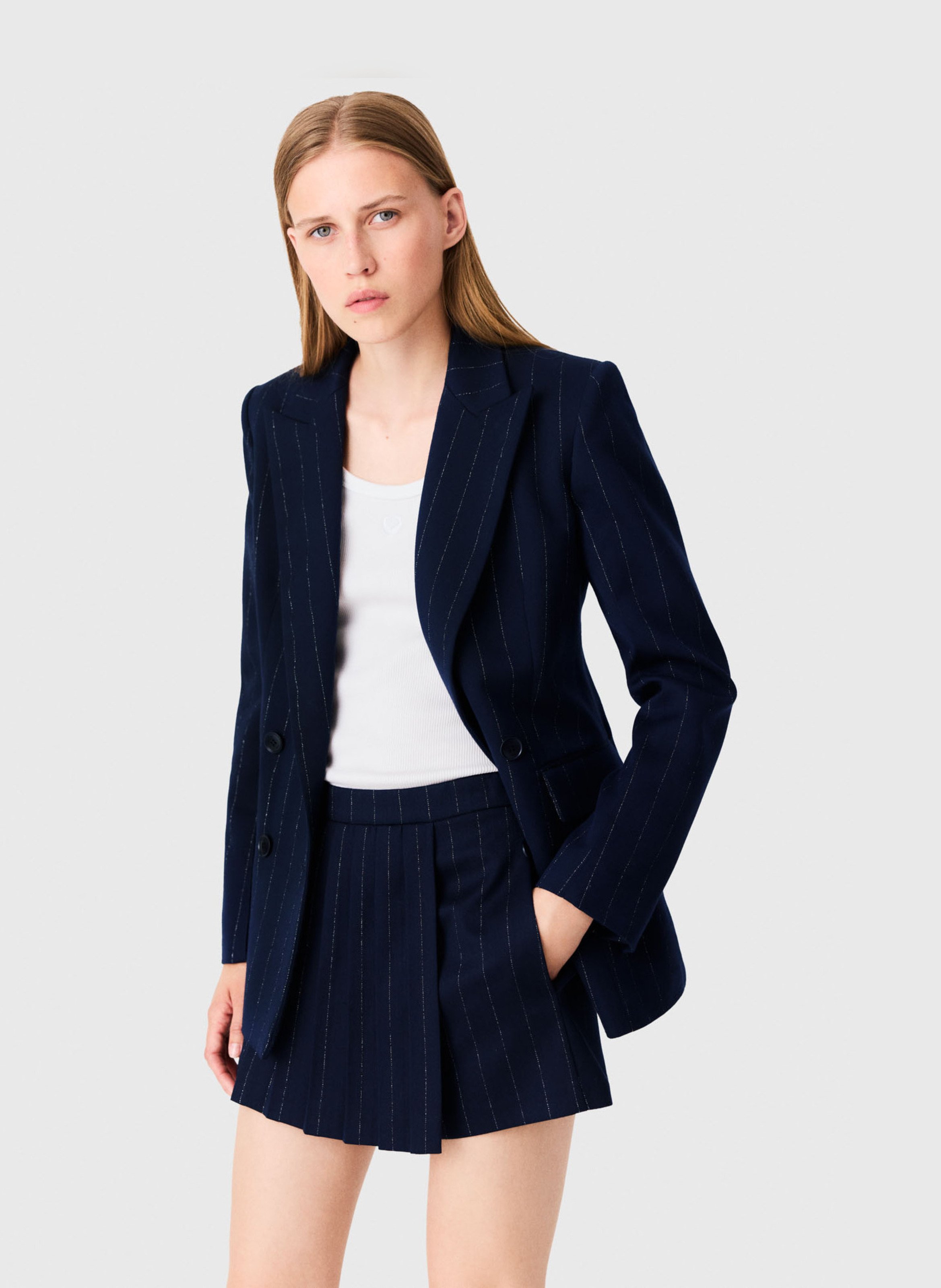 Short jupe à rayures fines MAJE Bleu