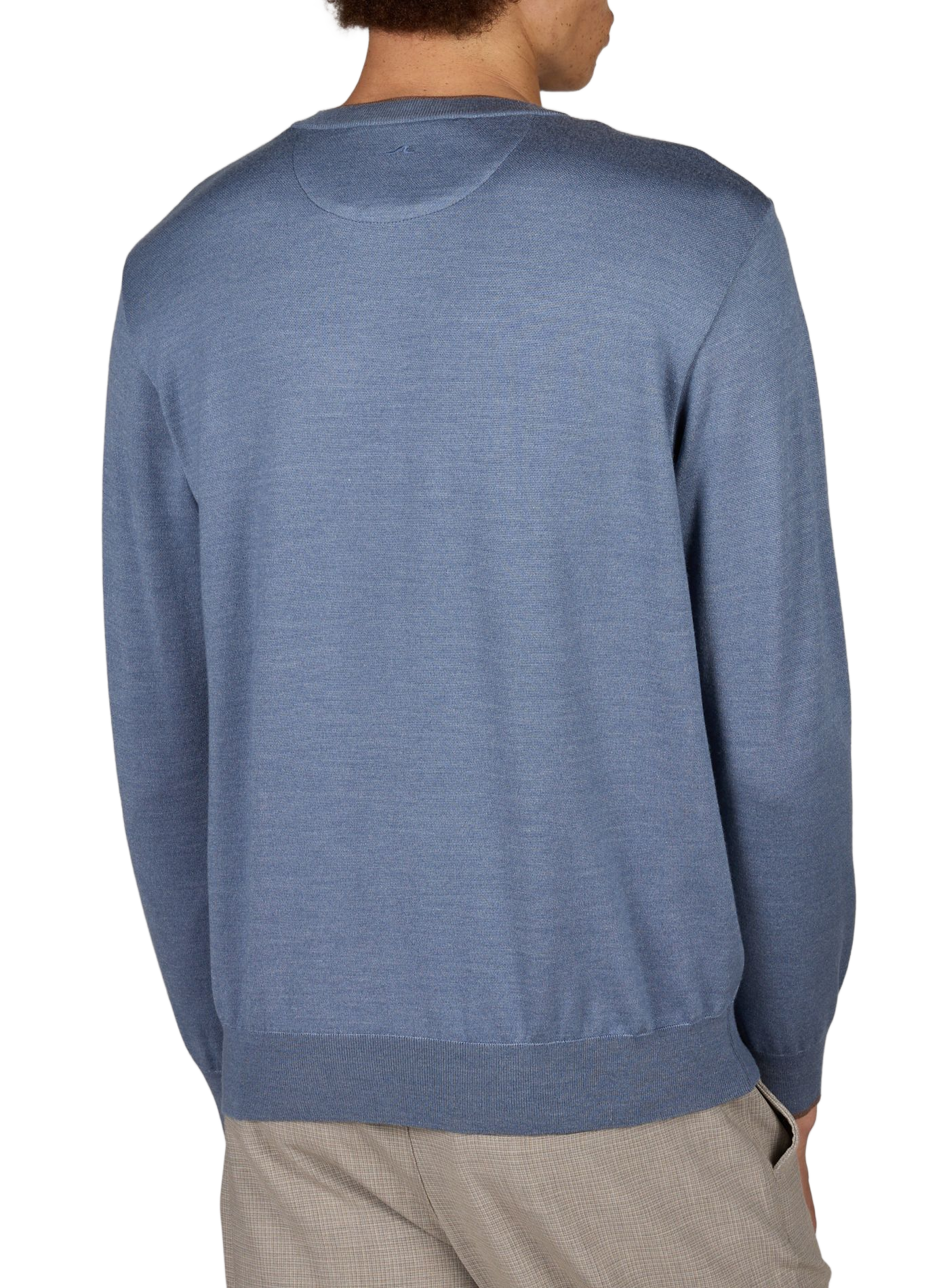Straight-cut round neck sweater in virgin wool and silk PAUL & SHARK Blue