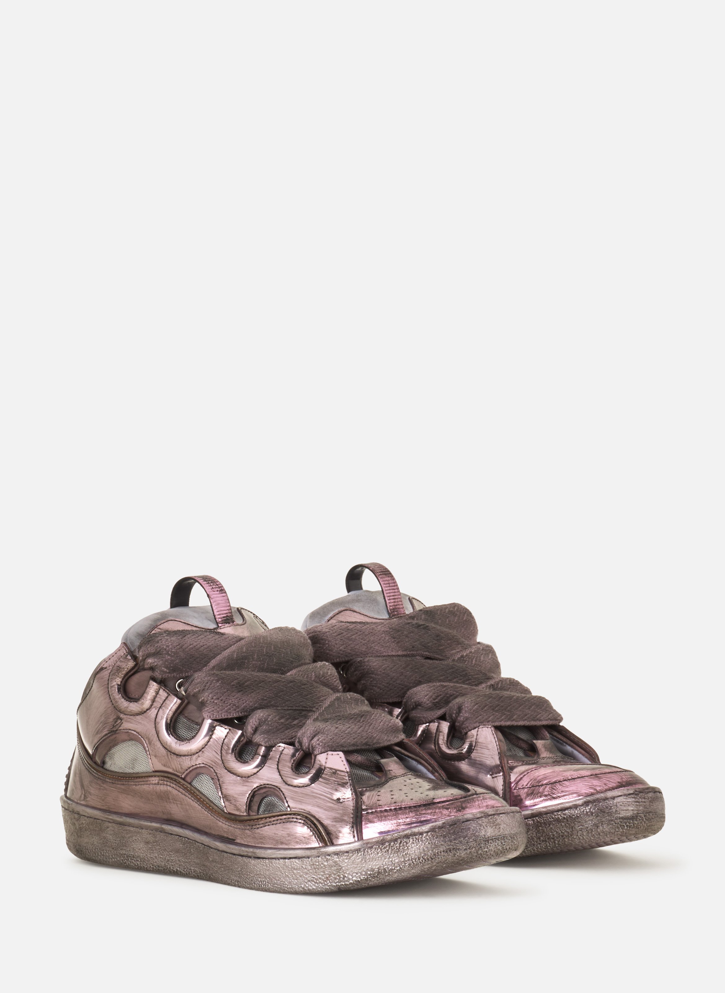 Sneakers curb en tissu technique metallise LANVIN Rose