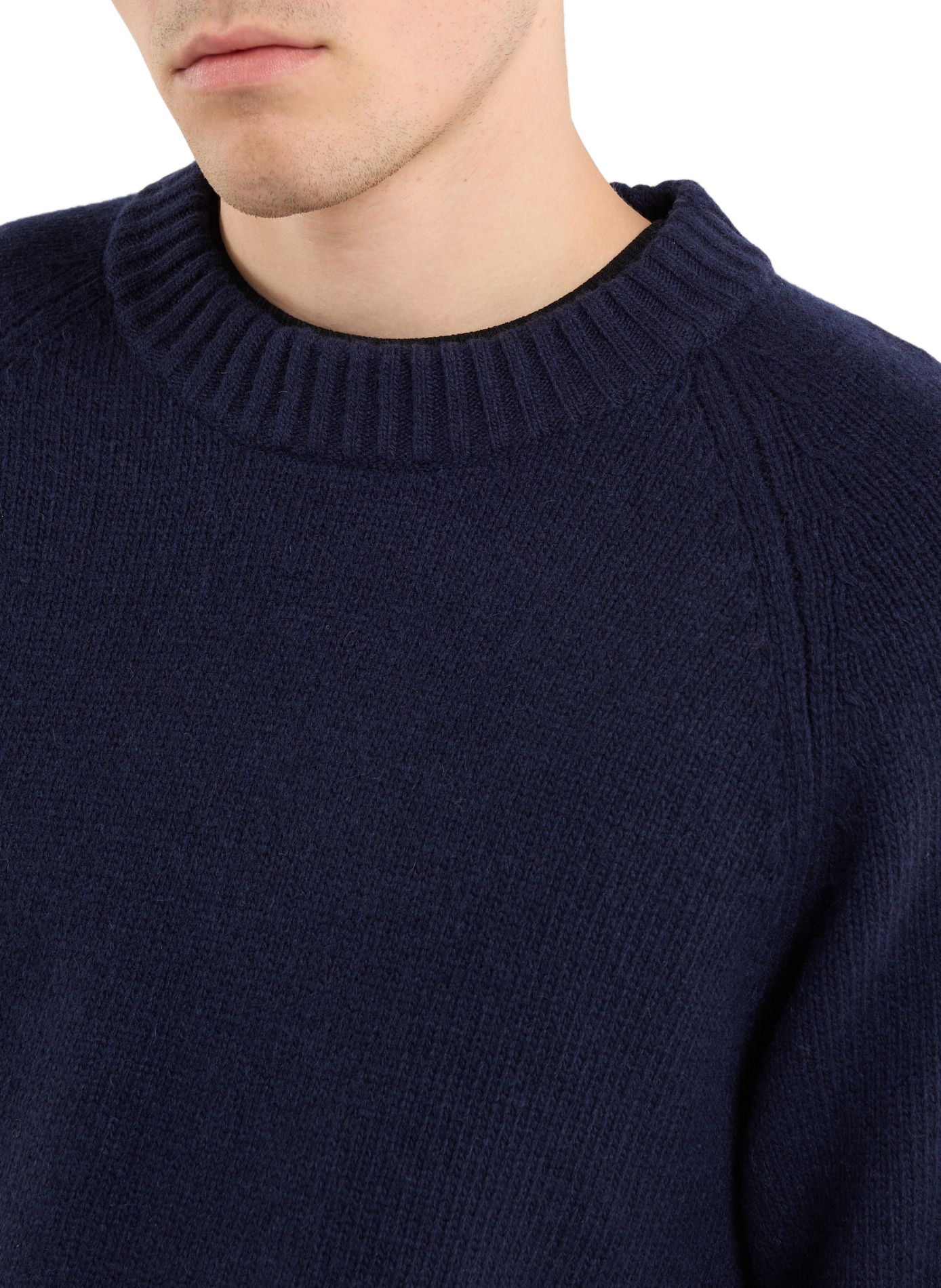 Round neck wool straight sweater SAISON 1865 Blue