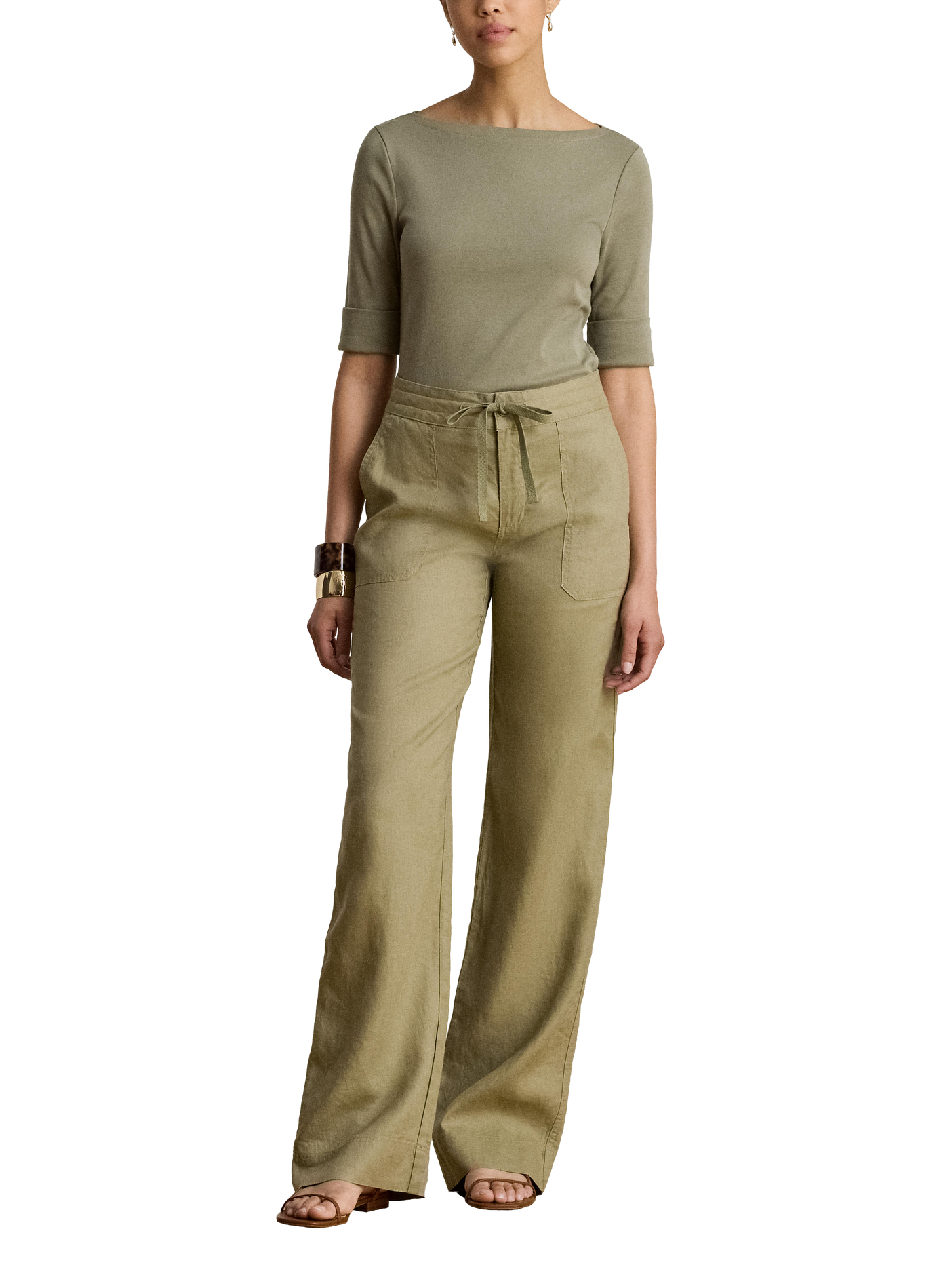 Cotton blend T-shirt LAUREN Green
