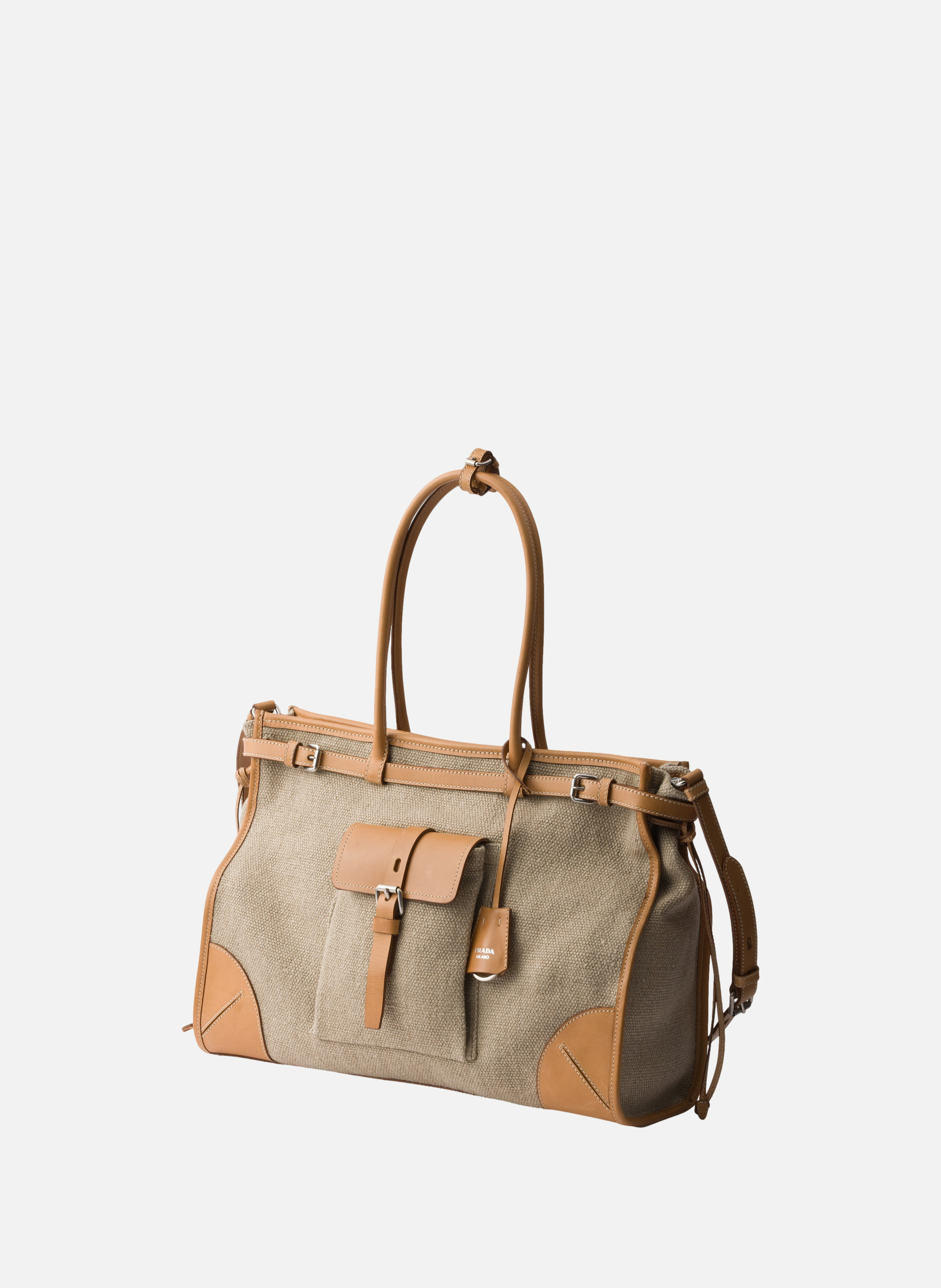 Cabas prada bonnie en lin et cuir PRADA Beige