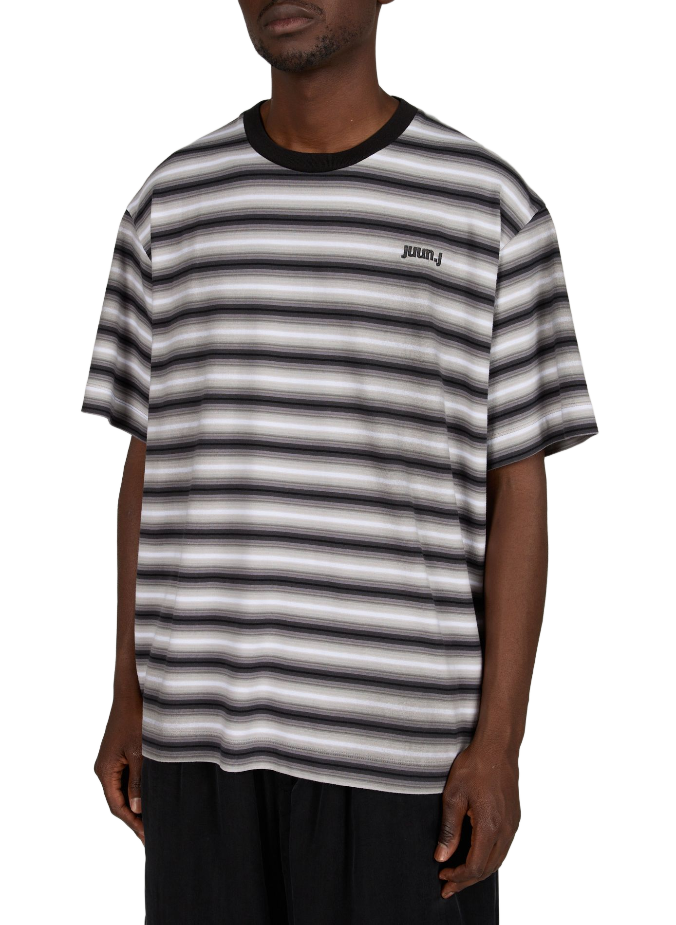 Striped cotton T-shirt JUUN.J Black