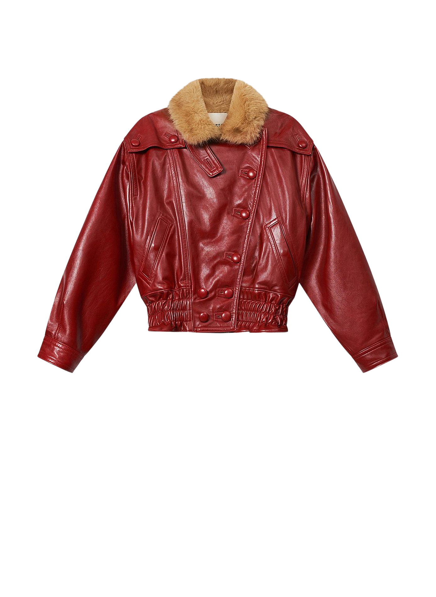 VALINA jacket in glossy leather with a shearling collar ISABEL MARANT Red
