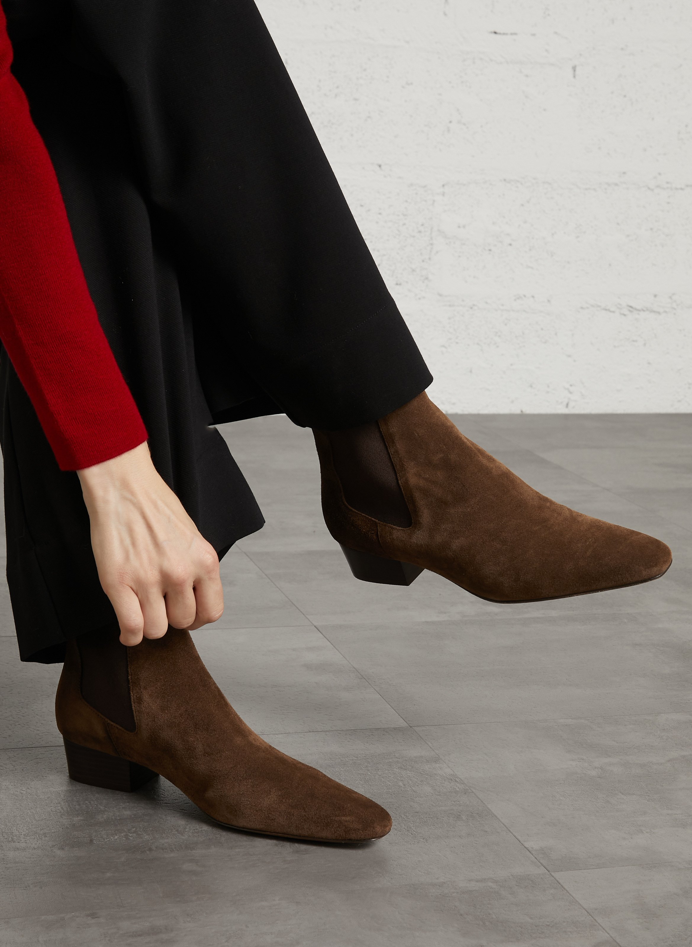 Bottines en cuir velours mika ANTHOLOGY Marron