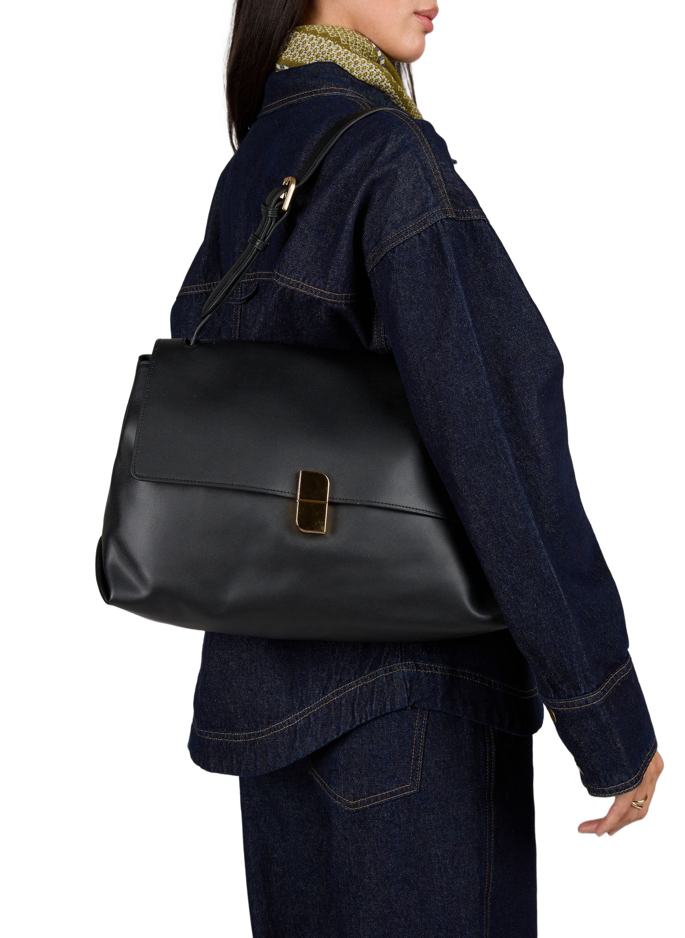 Schultertasche aus Leder NAT & NIN Schwarz