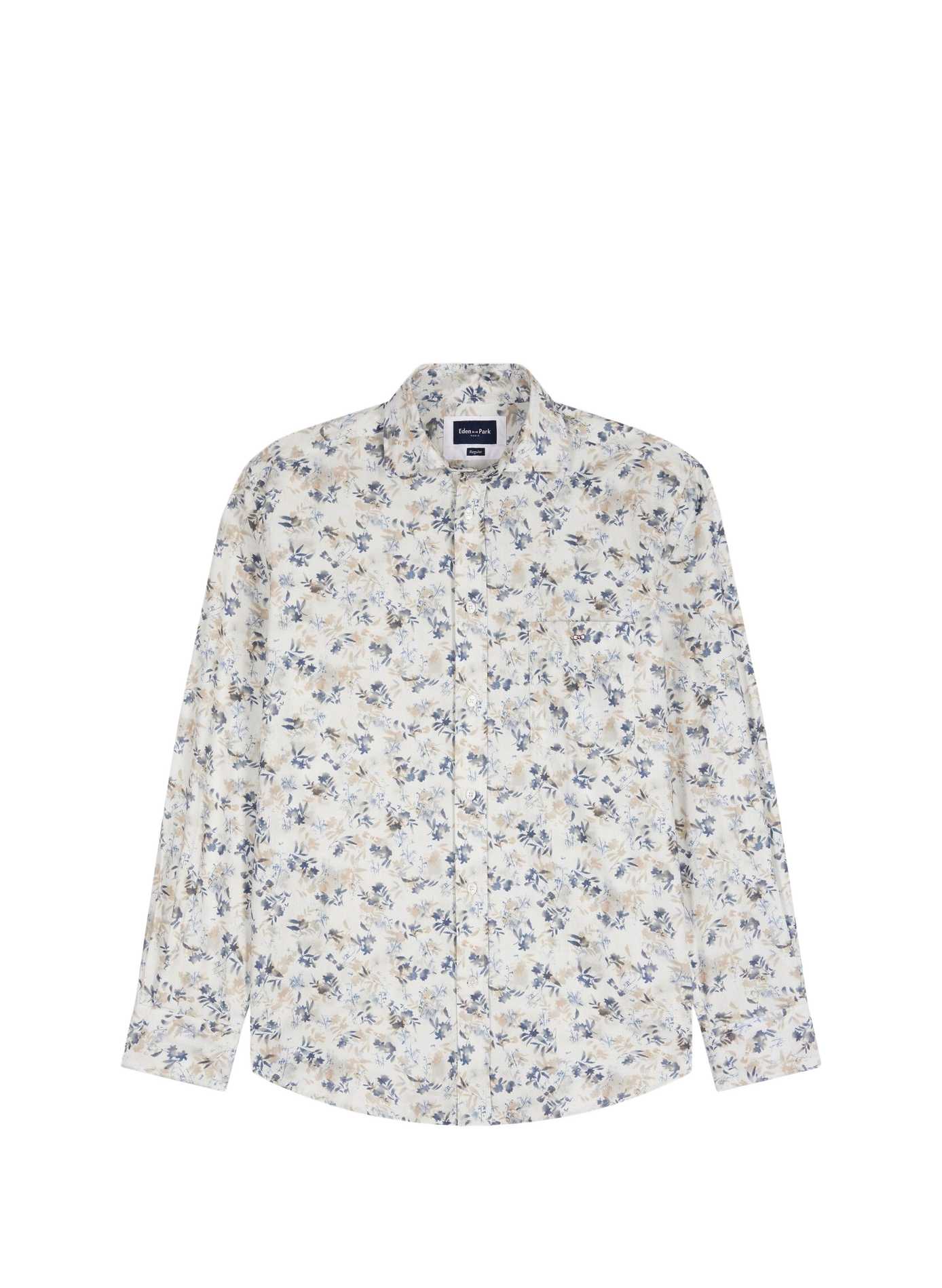 Chemise droite à motif fleuri en coton EDEN PARK Beige