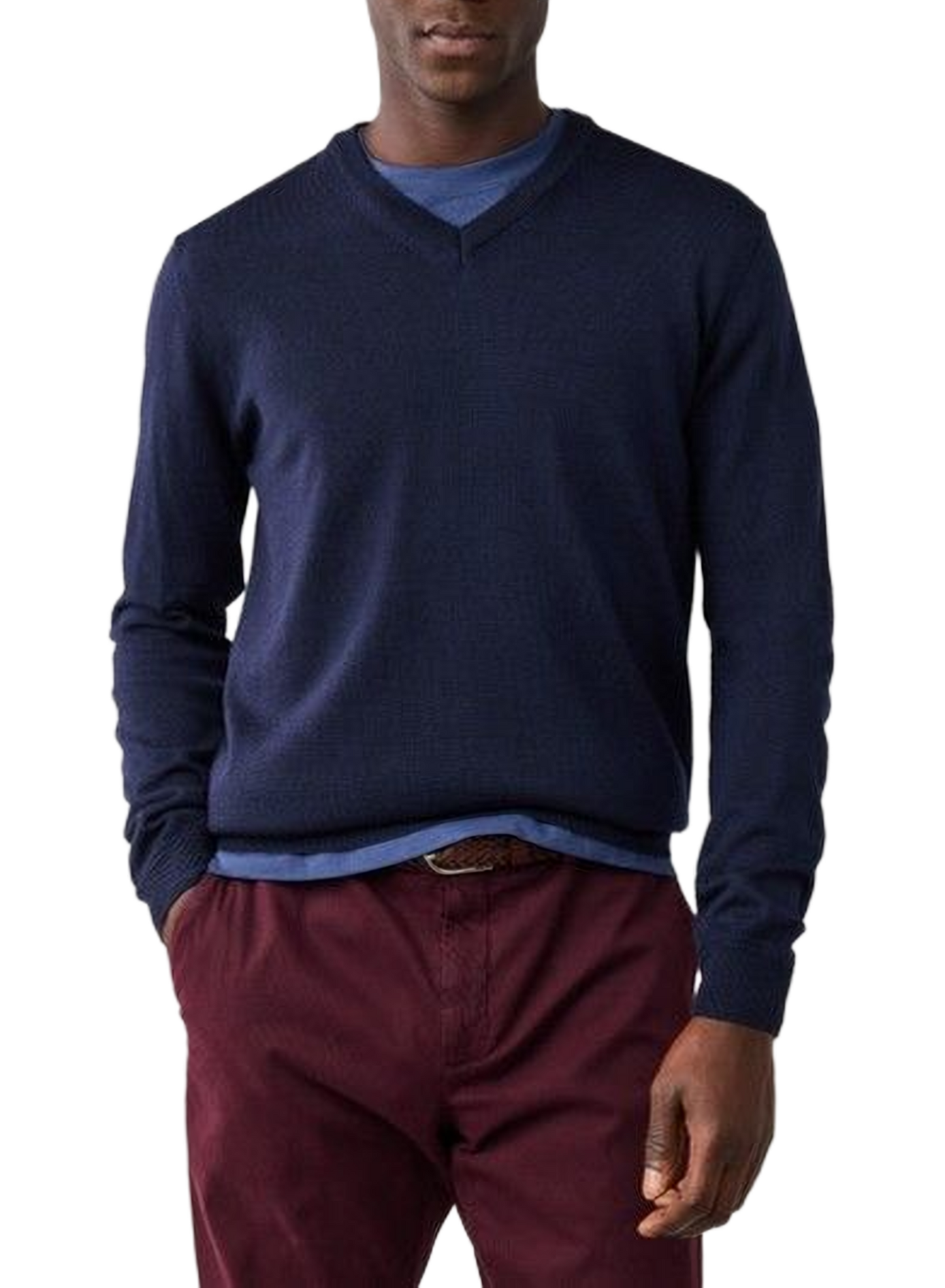 Maglione collo a V in lana FACONNABLE Blu