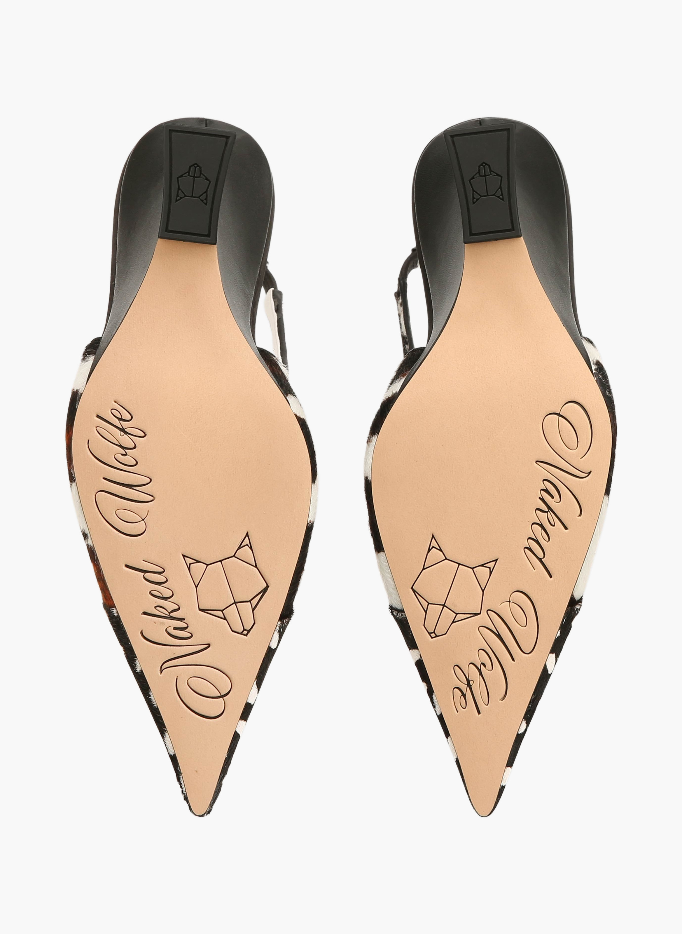 Leren high heels in liquor-kleurig ponyhaar NAKED WOLFE Veelkleurig