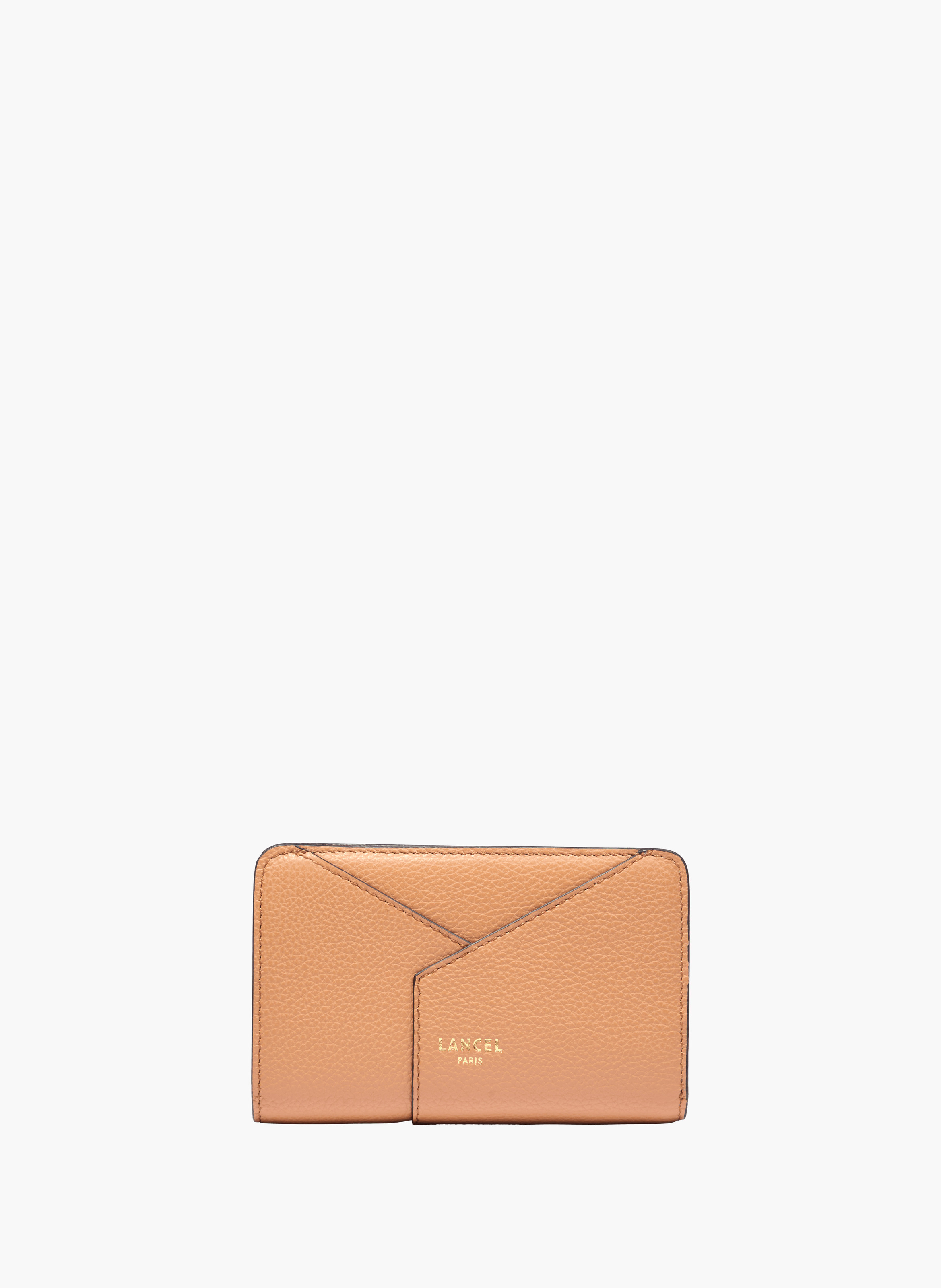Portefeuille rectangulaire zippé enveloppe de lancel en cuir  Camel