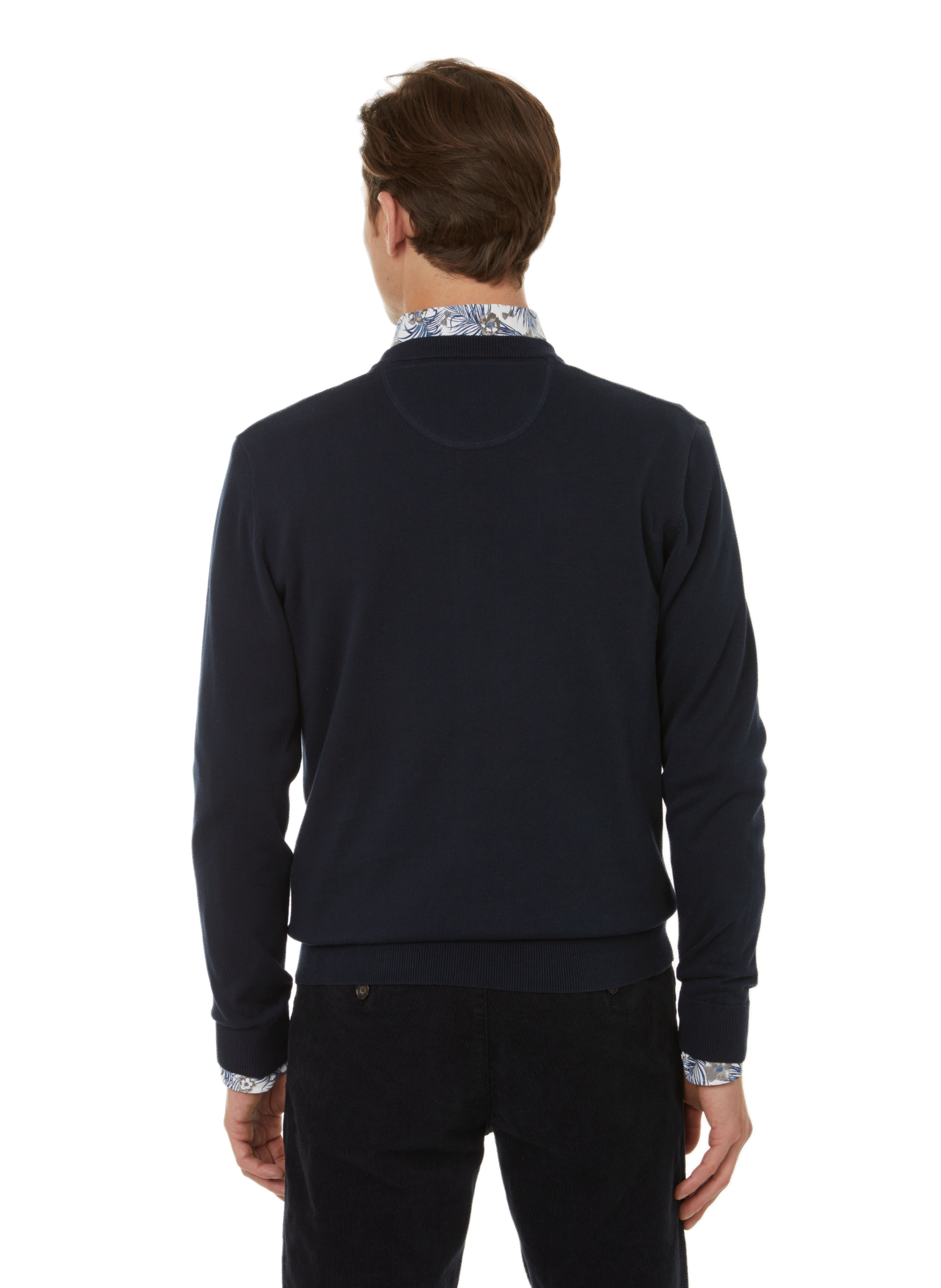 Cotton V-neck jumper EDEN PARK Blue