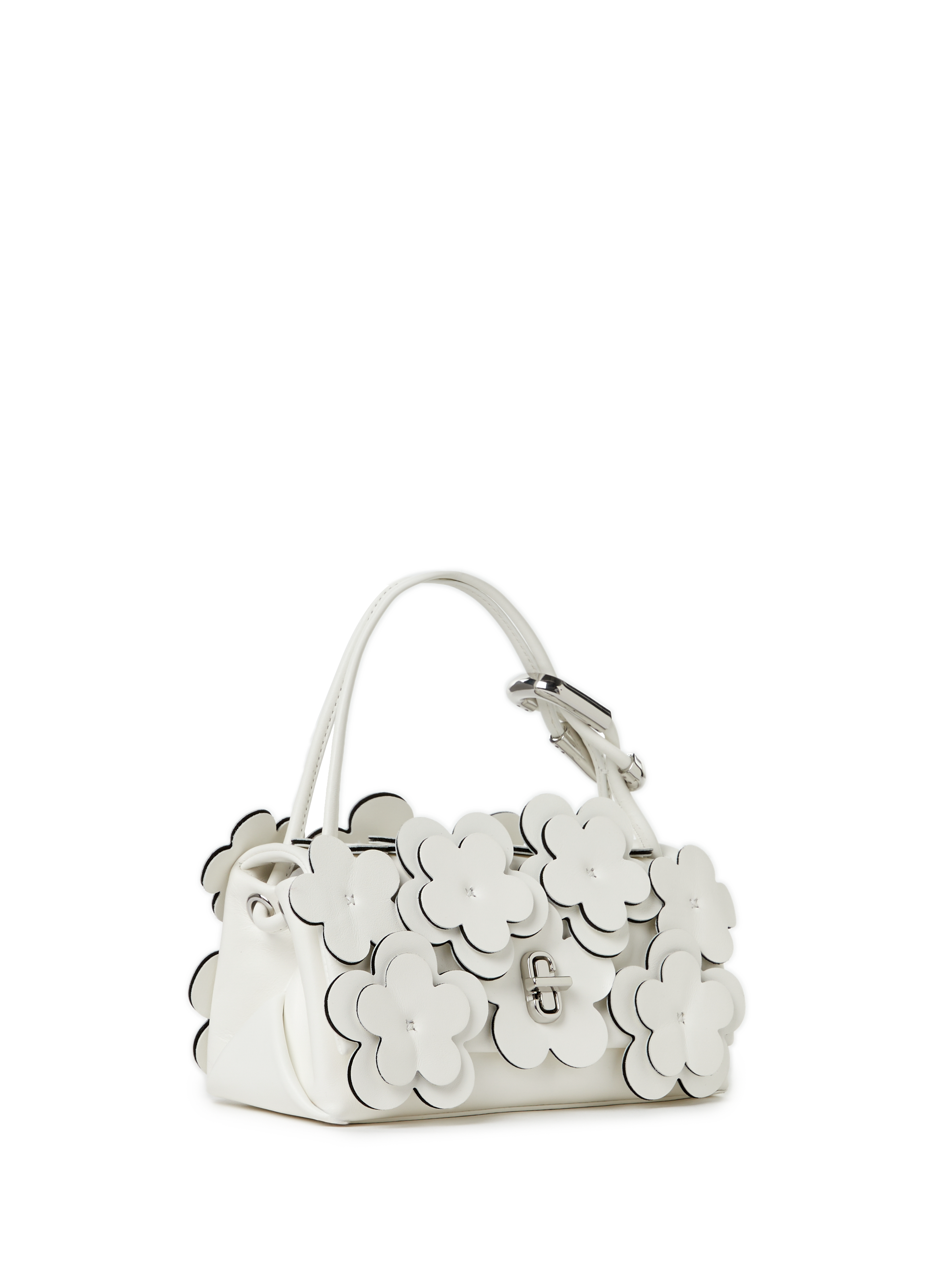 Sac épaule à fleurs en cuir MARC JACOBS Blanc
