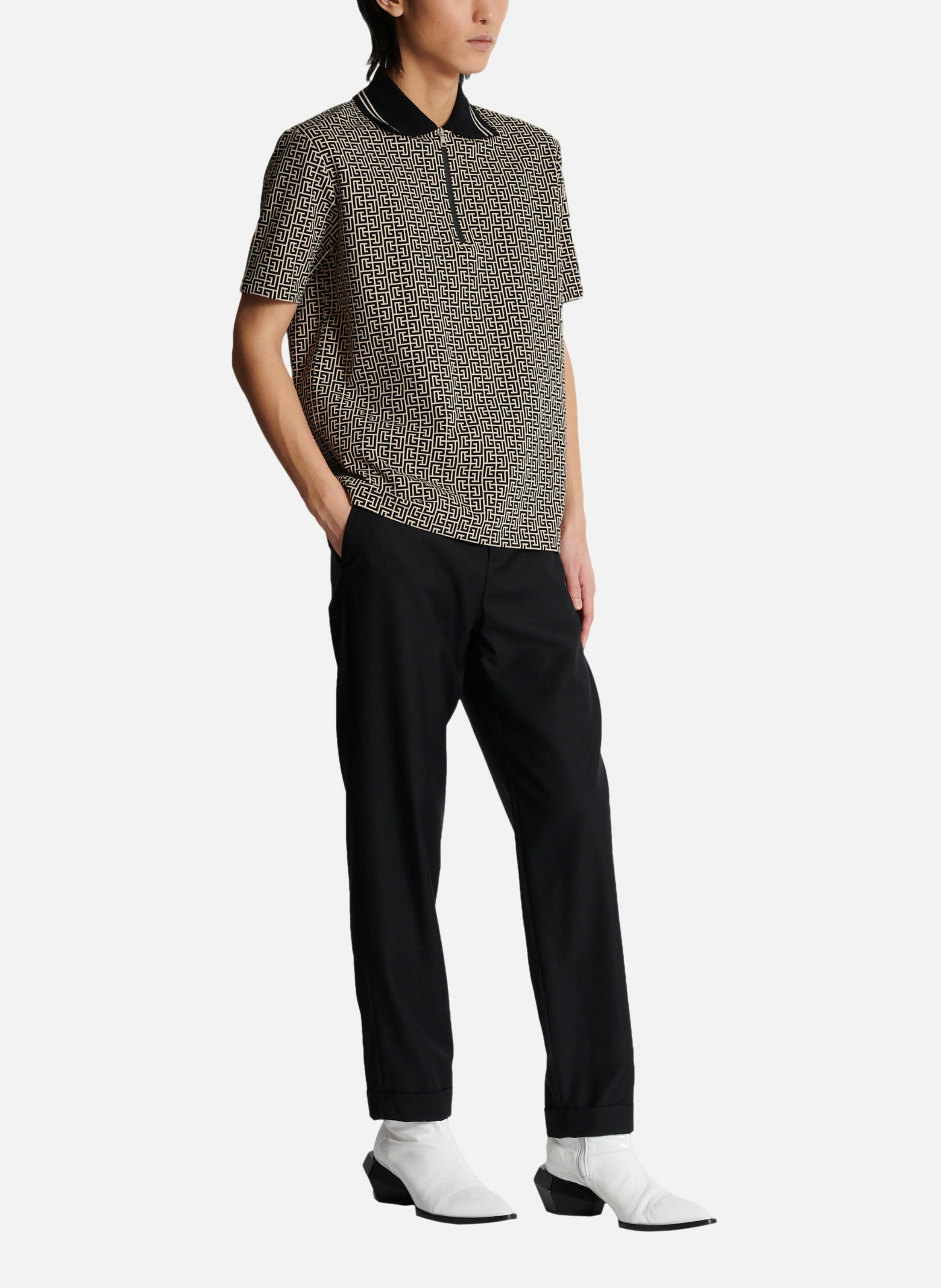 Polo en jacquard monogramme pb labyrinthe BALMAIN Noir