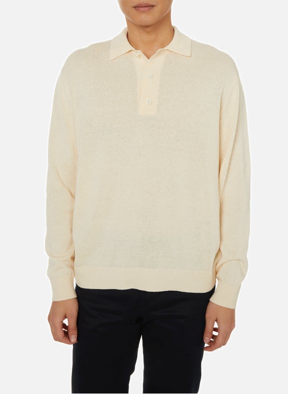 Pull col polo en coton et lin Beige by SAISON 1865 SAISON 1865 Pull col polo en coton et lin Beige
