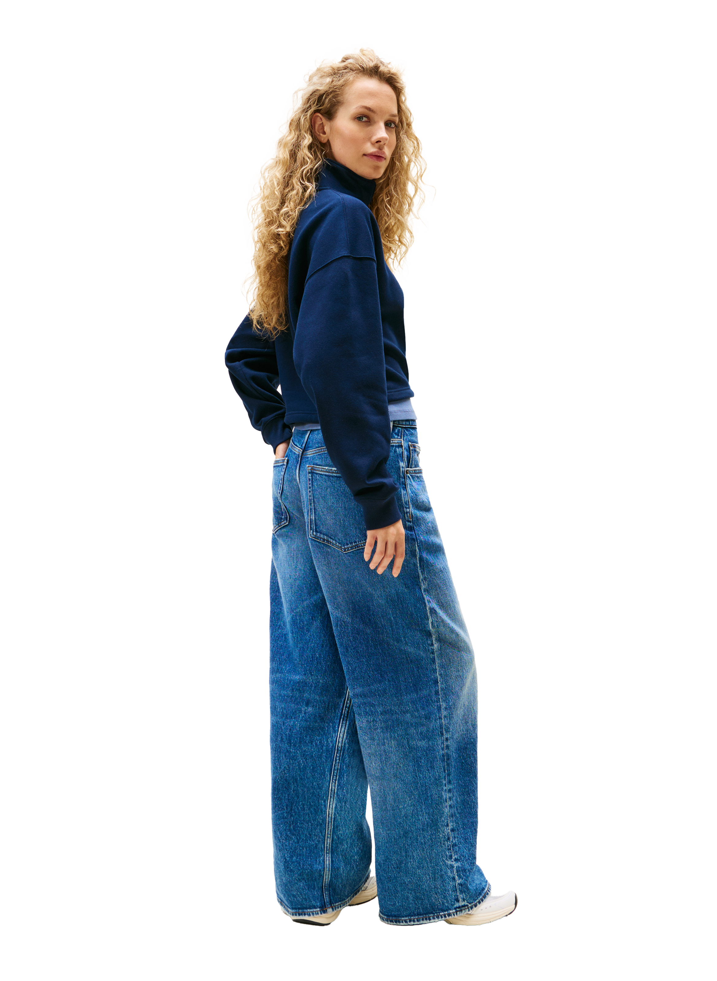 Mixed cotton fleece jacket TOMMY HILFIGER Blue