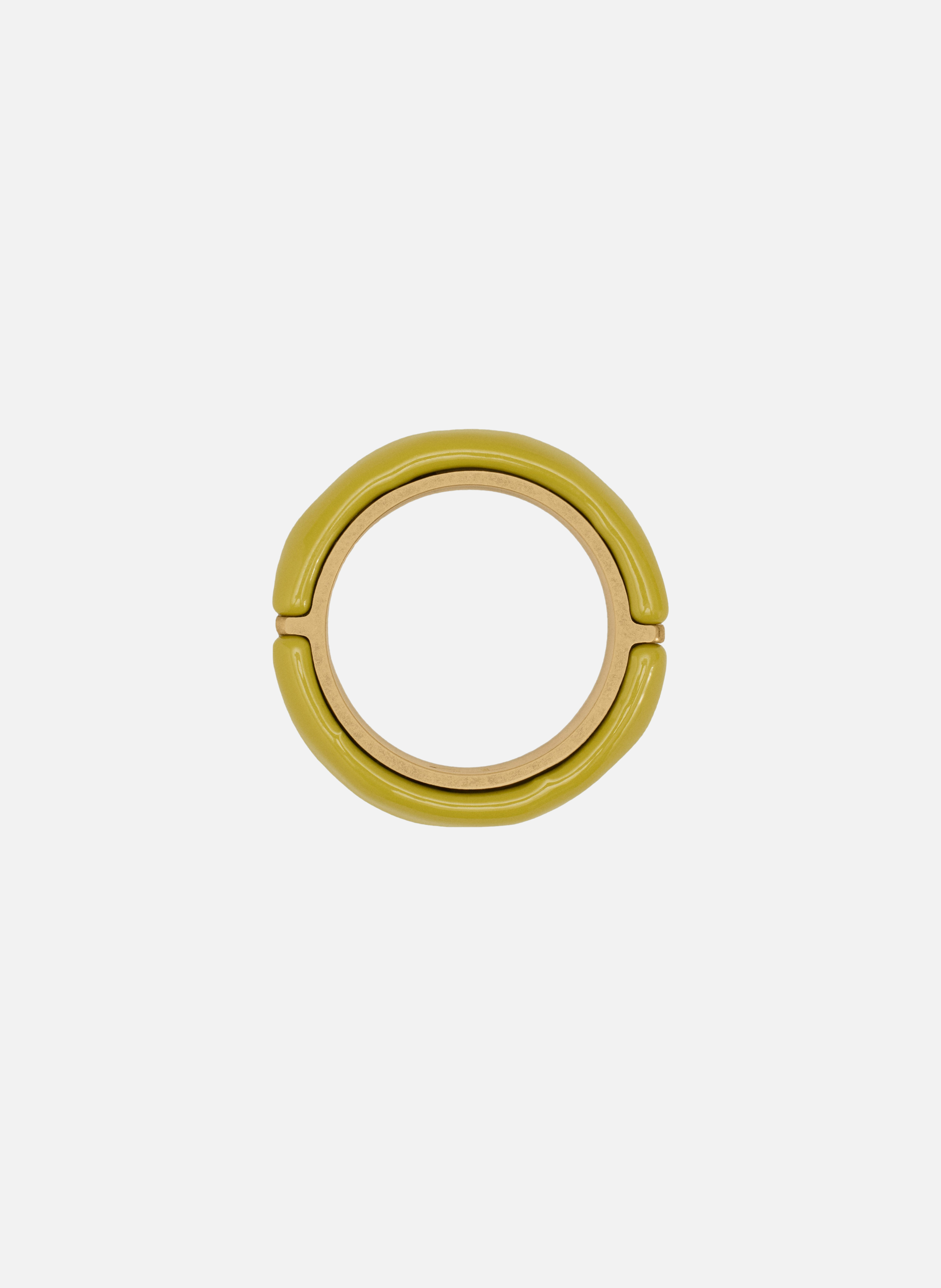 Bague laquée emaillée en laiton unisexe AMI PARIS Vert