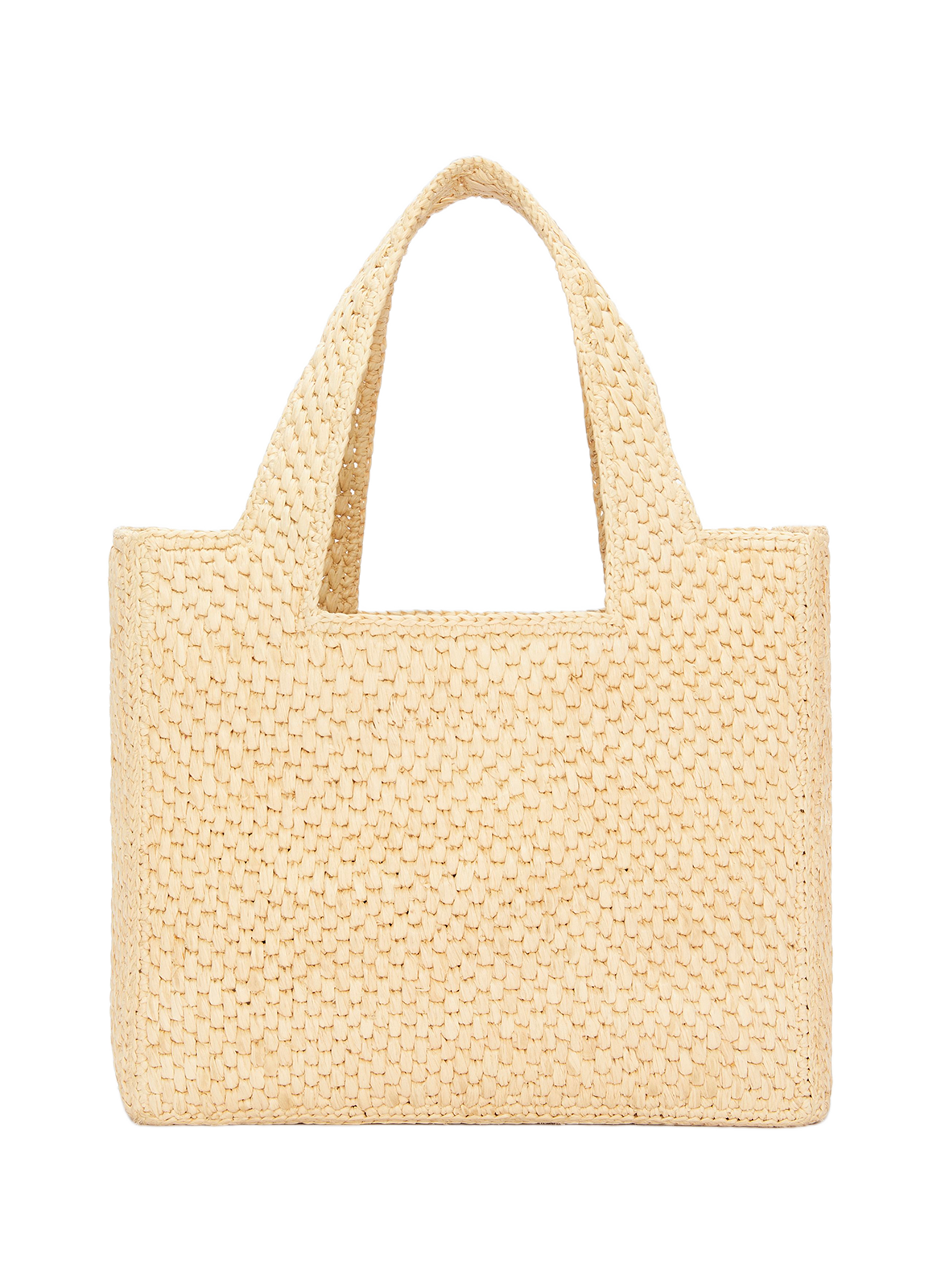 LOEWE Small Raffia and Leather Font Tote LOEWE Beige