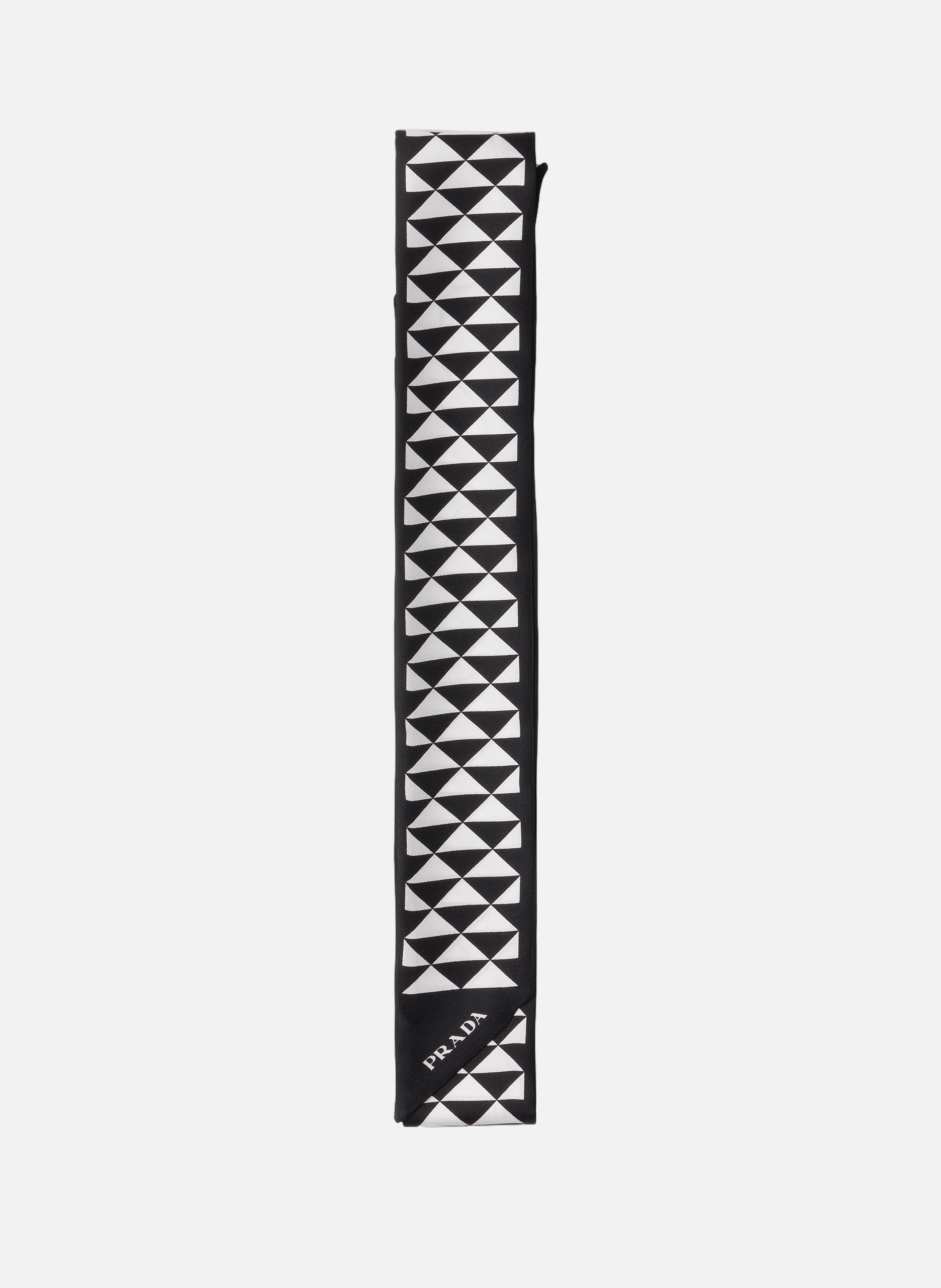 PRADA Foulard fin en sergé de soie imprimé Noir