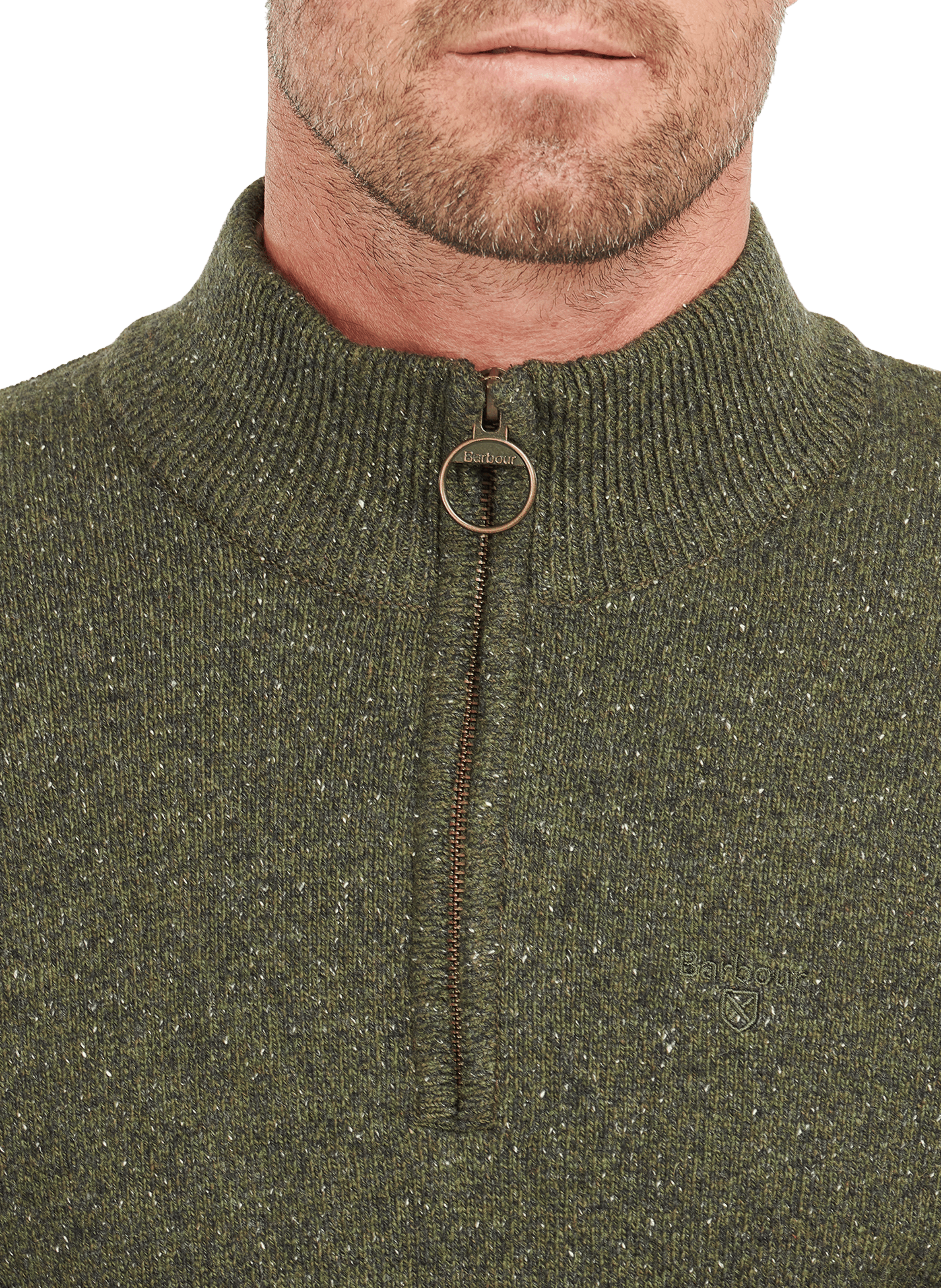 Pull droit à col montant en laine mélangée BARBOUR Marron