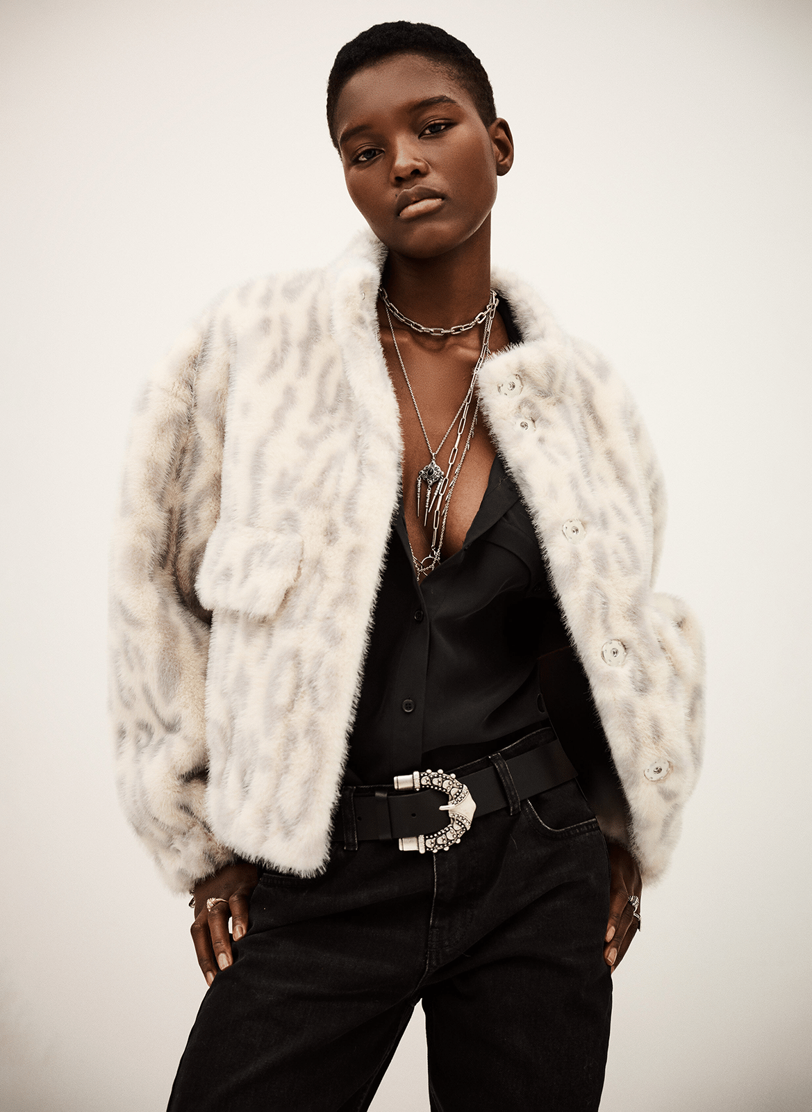 Veste oversize col montant imprimée saros BA&SH Beige