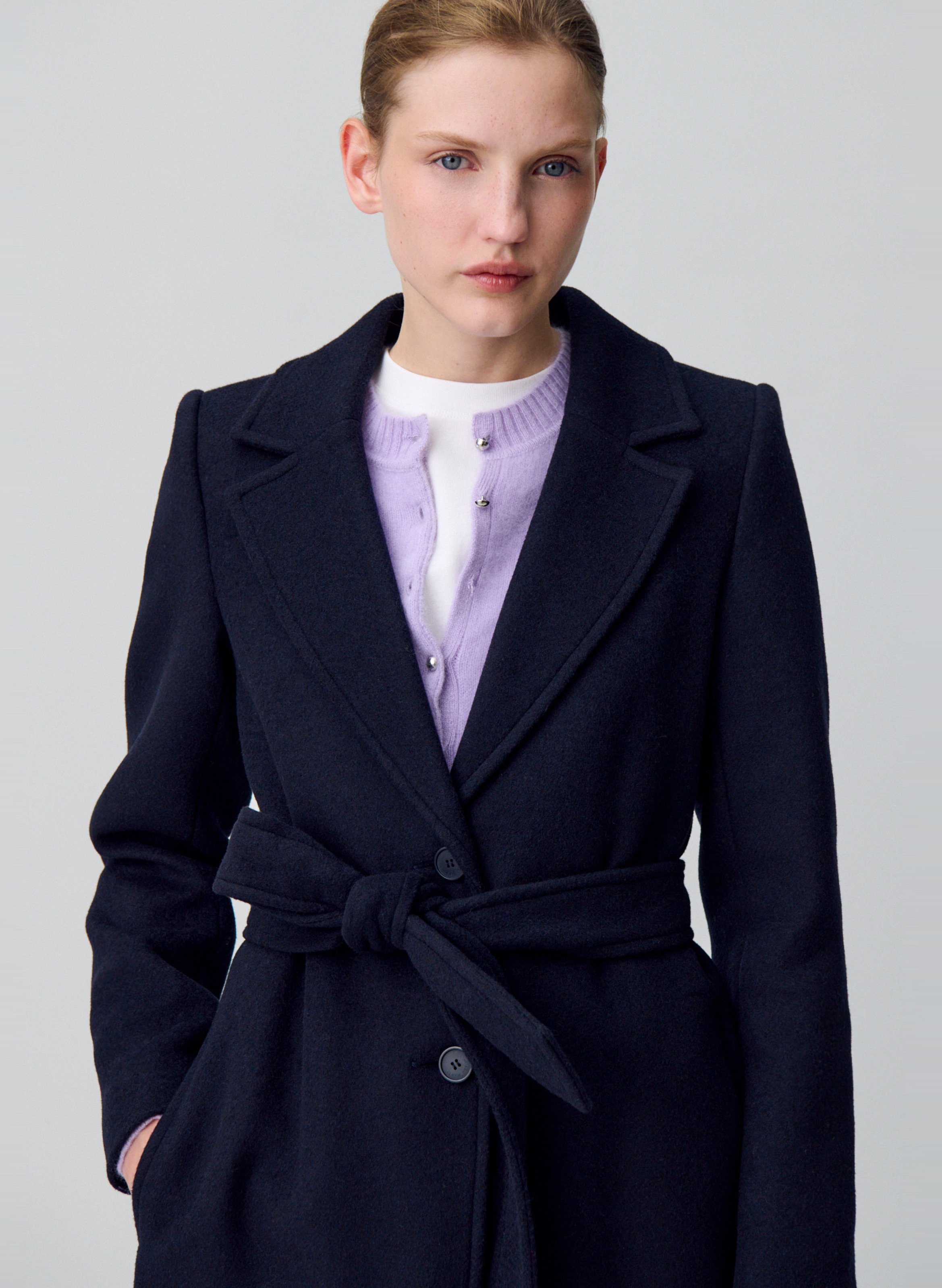 Manteau droit en laine mélangée generalbis CLAUDIE PIERLOT Bleu