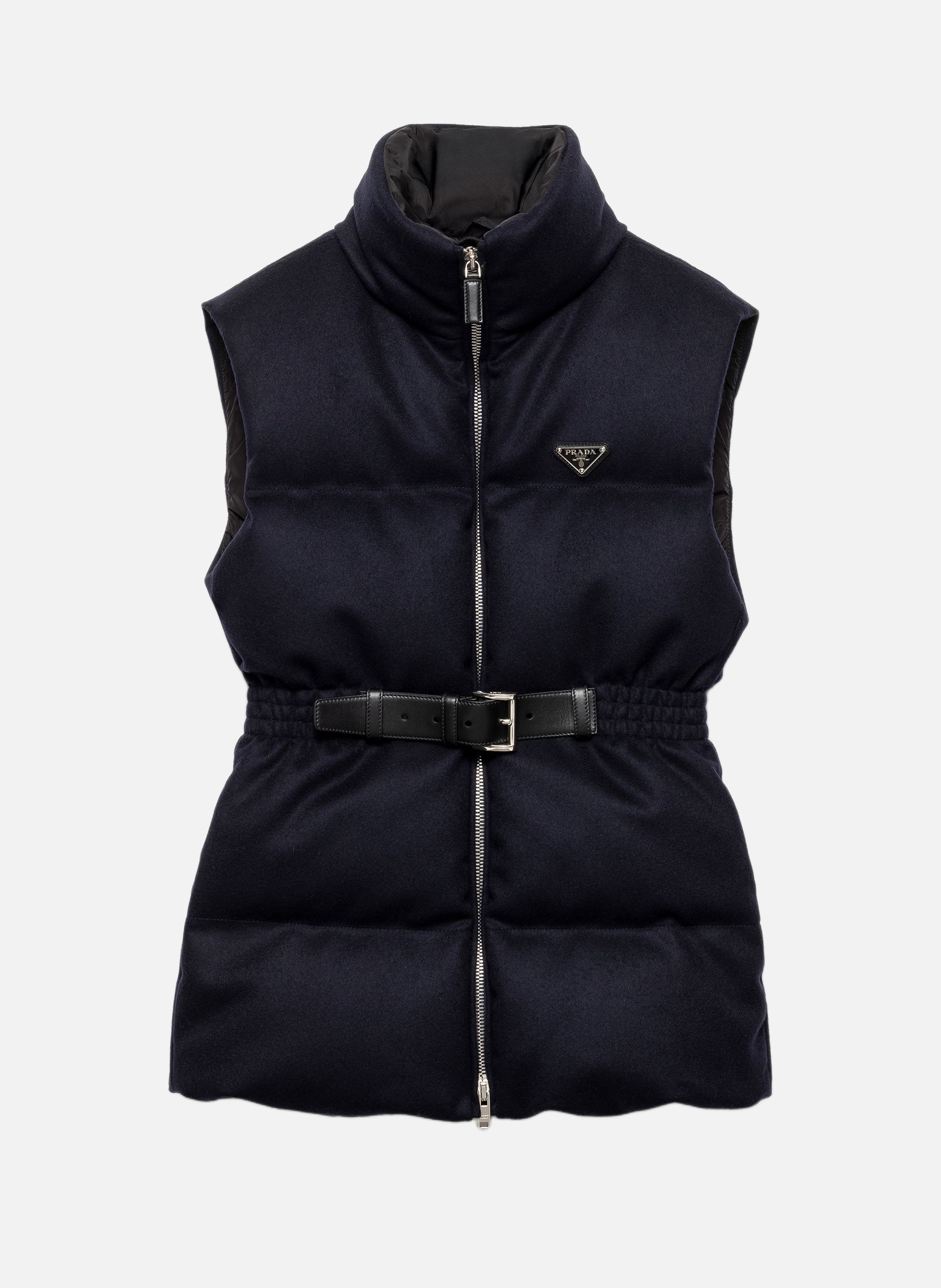 Gilet matelassé en loden PRADA Bleu