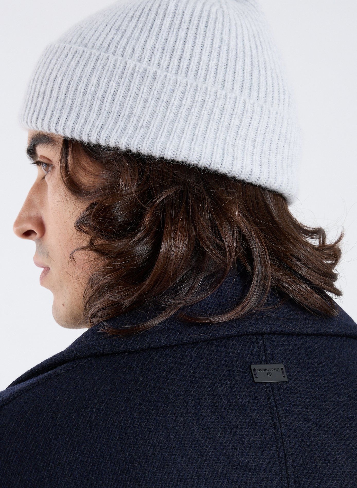 Straight wool-blend coat with classic collar STRELLSON Blue