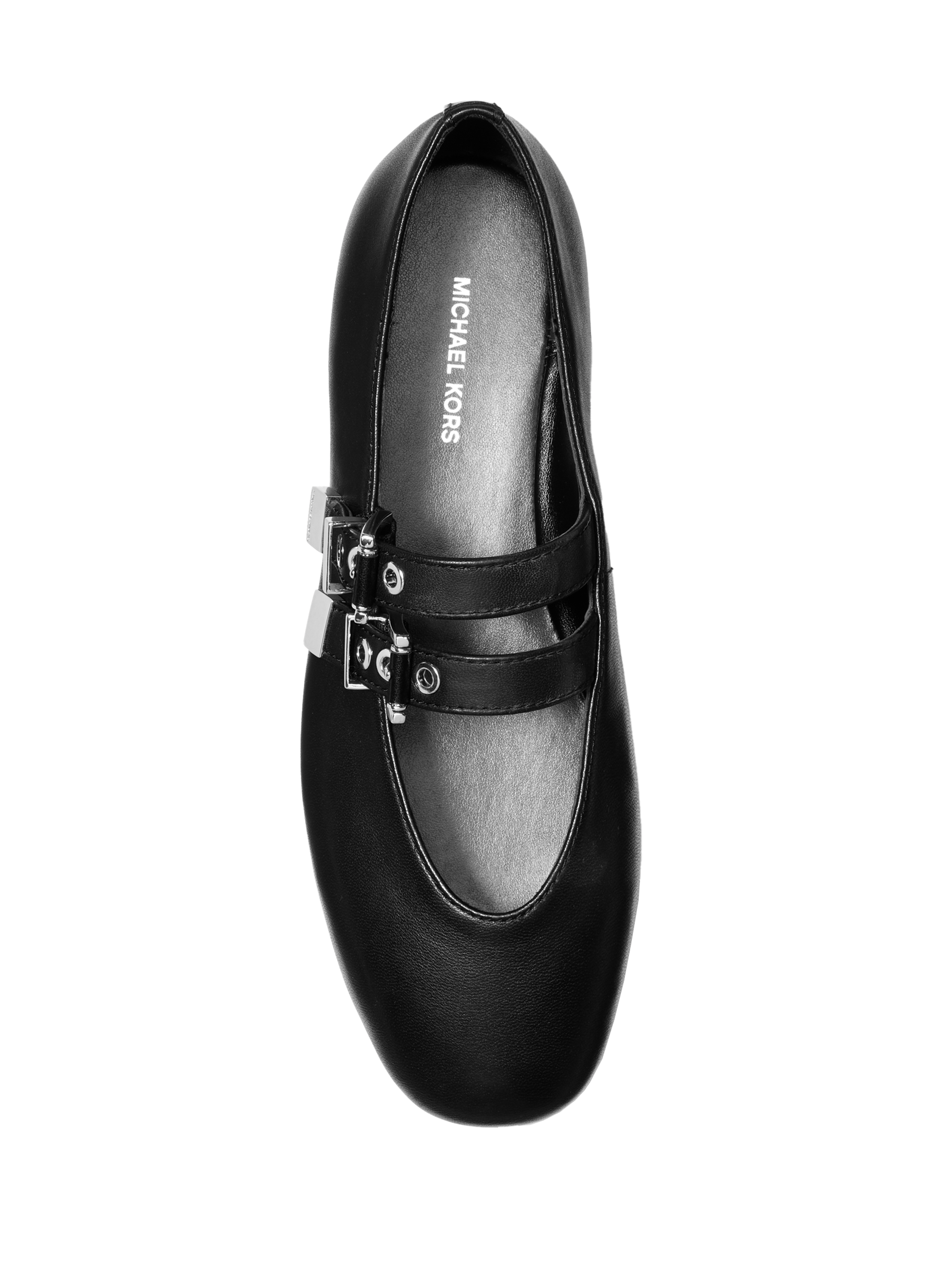 Ballet flats with double buckle in mixed leather MICHAEL KORS Black